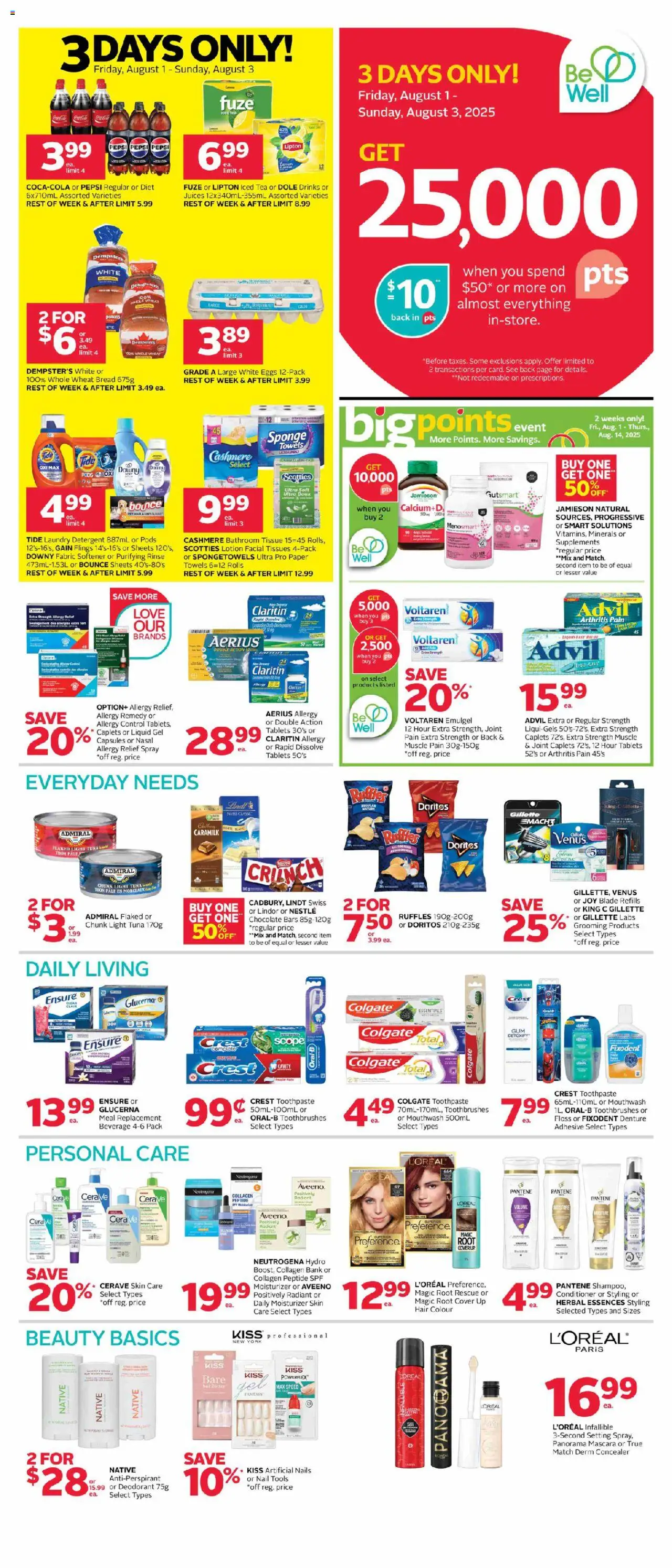 Rexall flyer valid from 01.08.2025 | Page: 2 | Products: Concealer, Sponge, Detergent, Eggs