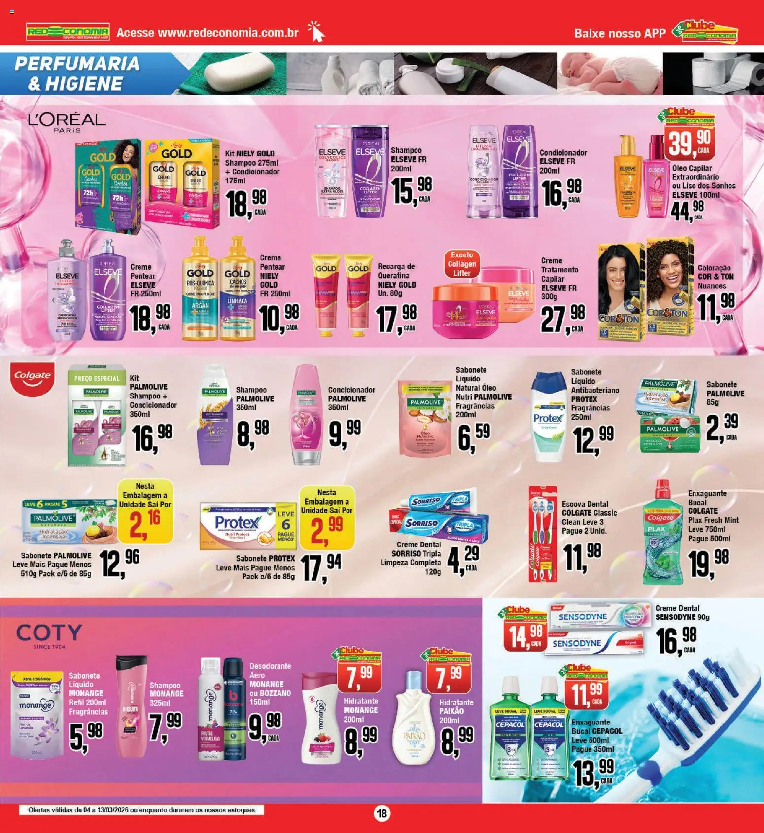 RedEconomia Folheto - válido de 13.03.2026 | Página: 18 | Produtos: Selador, Vinagre, Sabonete, Creme dental