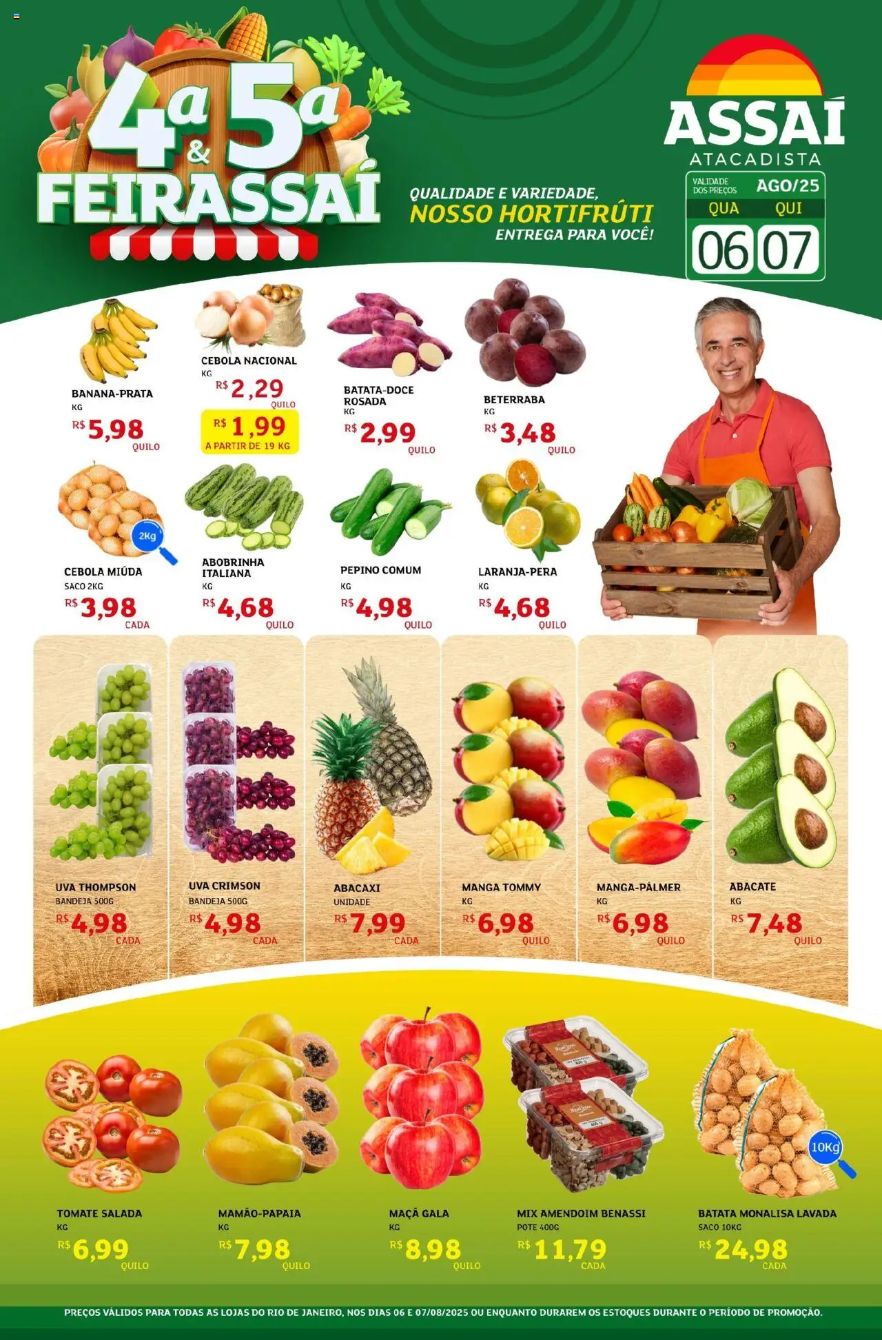 Assaí Atacadista Folheto - válido de 06.08.2025 | Página: 1 | Produtos: Beterraba, Cebola, Bandeja, Batata