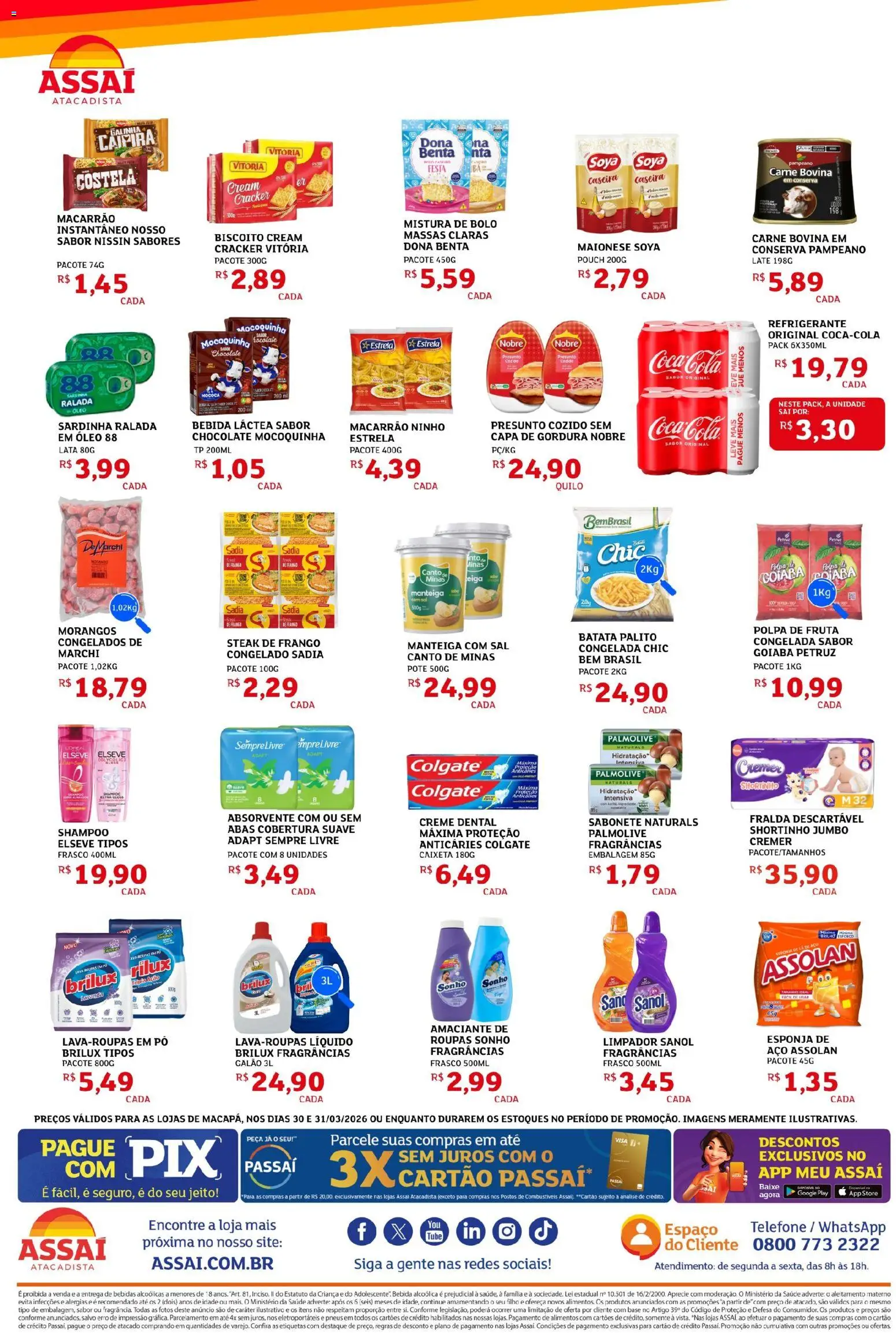 Assaí Atacadista Folheto - válido de 30.03.2026 | Página: 2 | Produtos: Shampoo, Chocolate, Sal, Absorvente