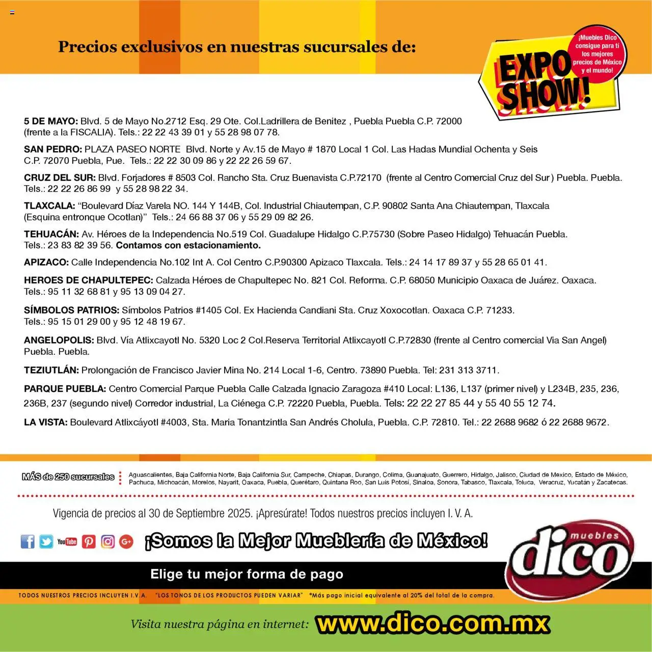 Nuevas ofertas de Muebles Dico válidas en toda la República Mexicana desde el 01.09.2025. ¡Encuentra las mejores ofertas en Muebles Dico - Catálogo Expo Show Puebla Septiembre! | Página: 58 | Productos: Col, Sobre