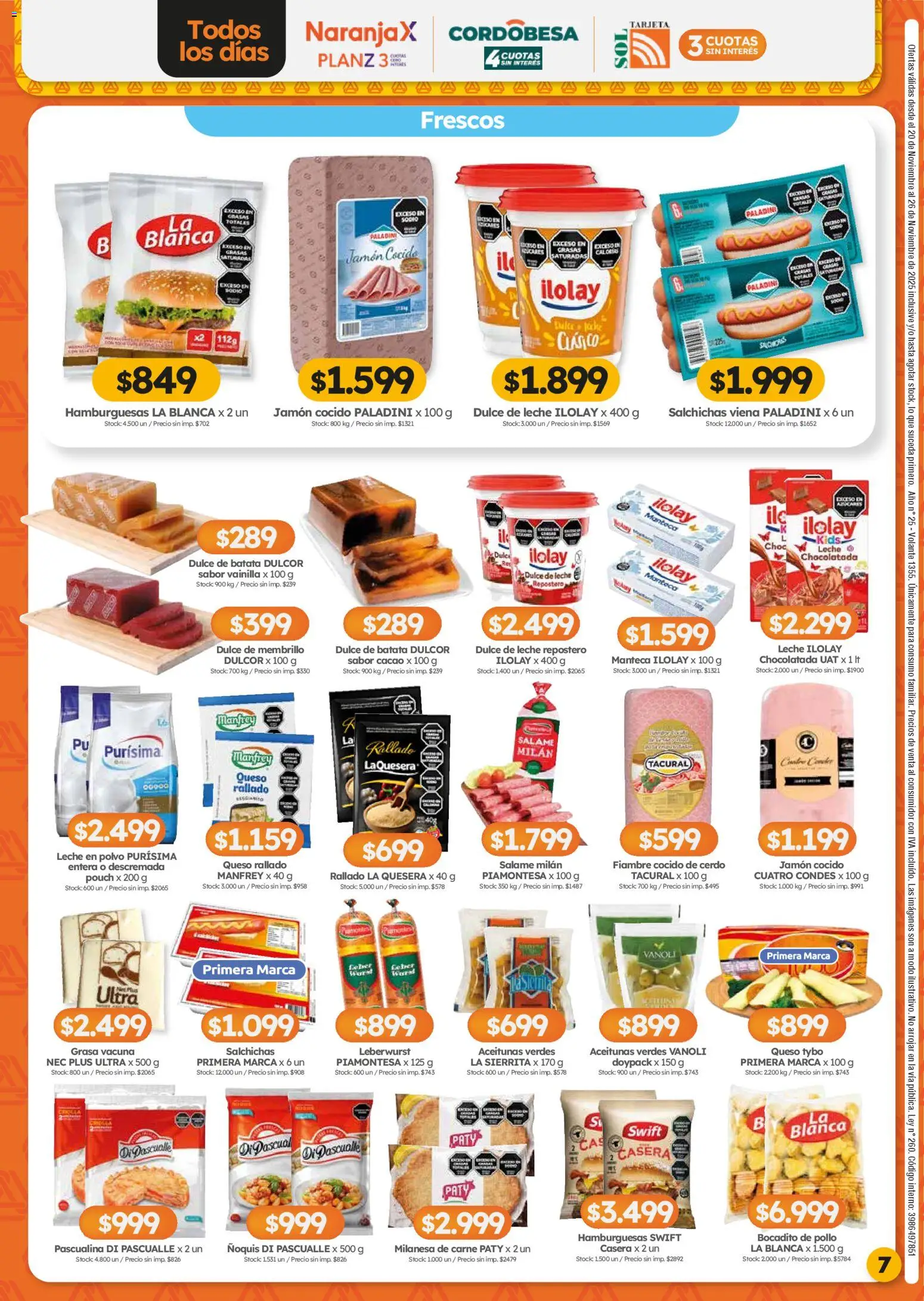 Cordiez ofertas │ válido desde el 20.11.2025 | Página: 7 | Productos: Milanesa, Sal, Chocolatada, Salame