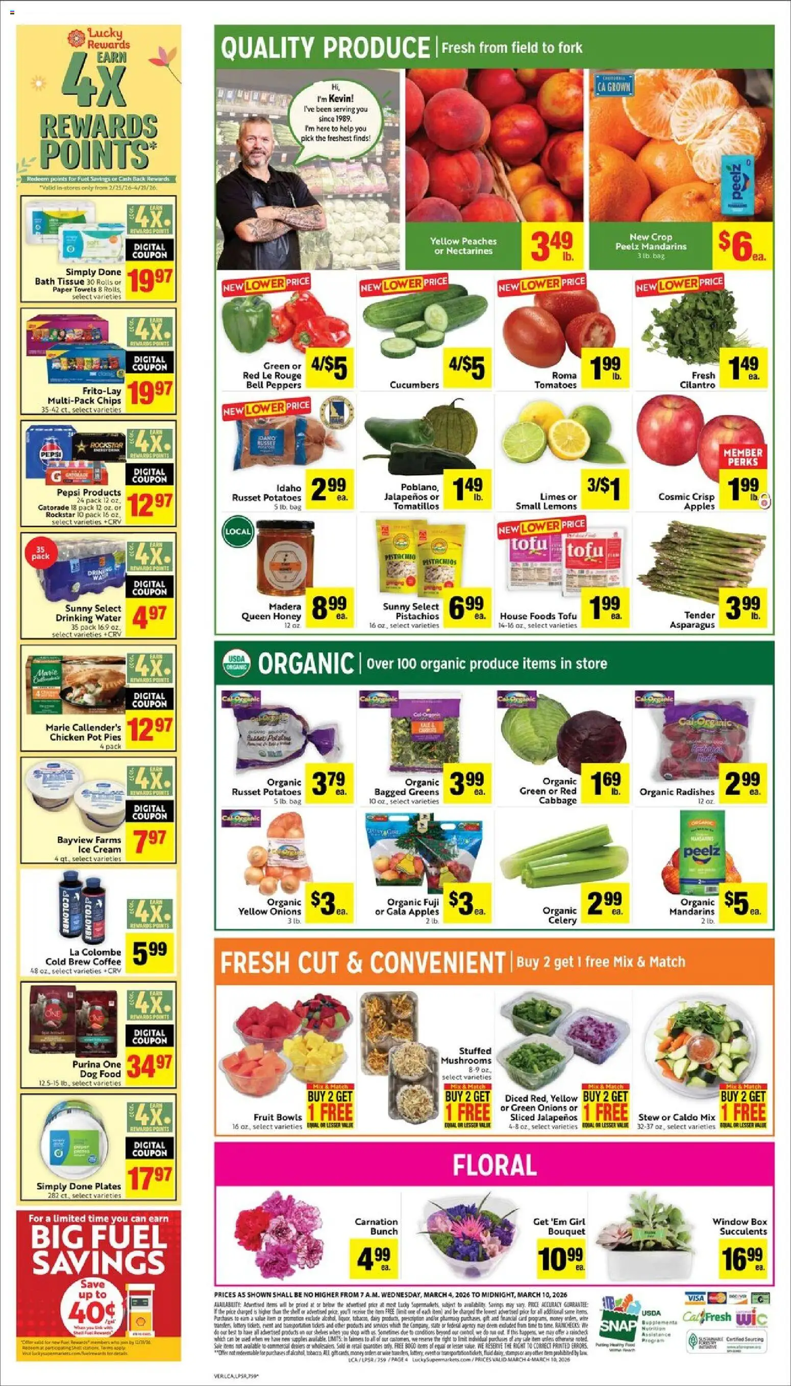 Lucky Supermarkets Weekly - AK - valid from 04.03.2026 | Page: 4 | Products: Mandarins, Peppers, Greens, Cabbage