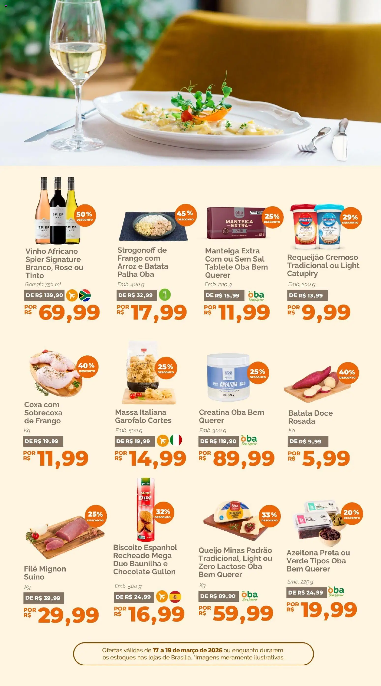 Oba Hortifruti Folheto - válido de 17.03.2026 | Página: 6 | Produtos: Biscoito, Filé mignon, Frango, Requeijão