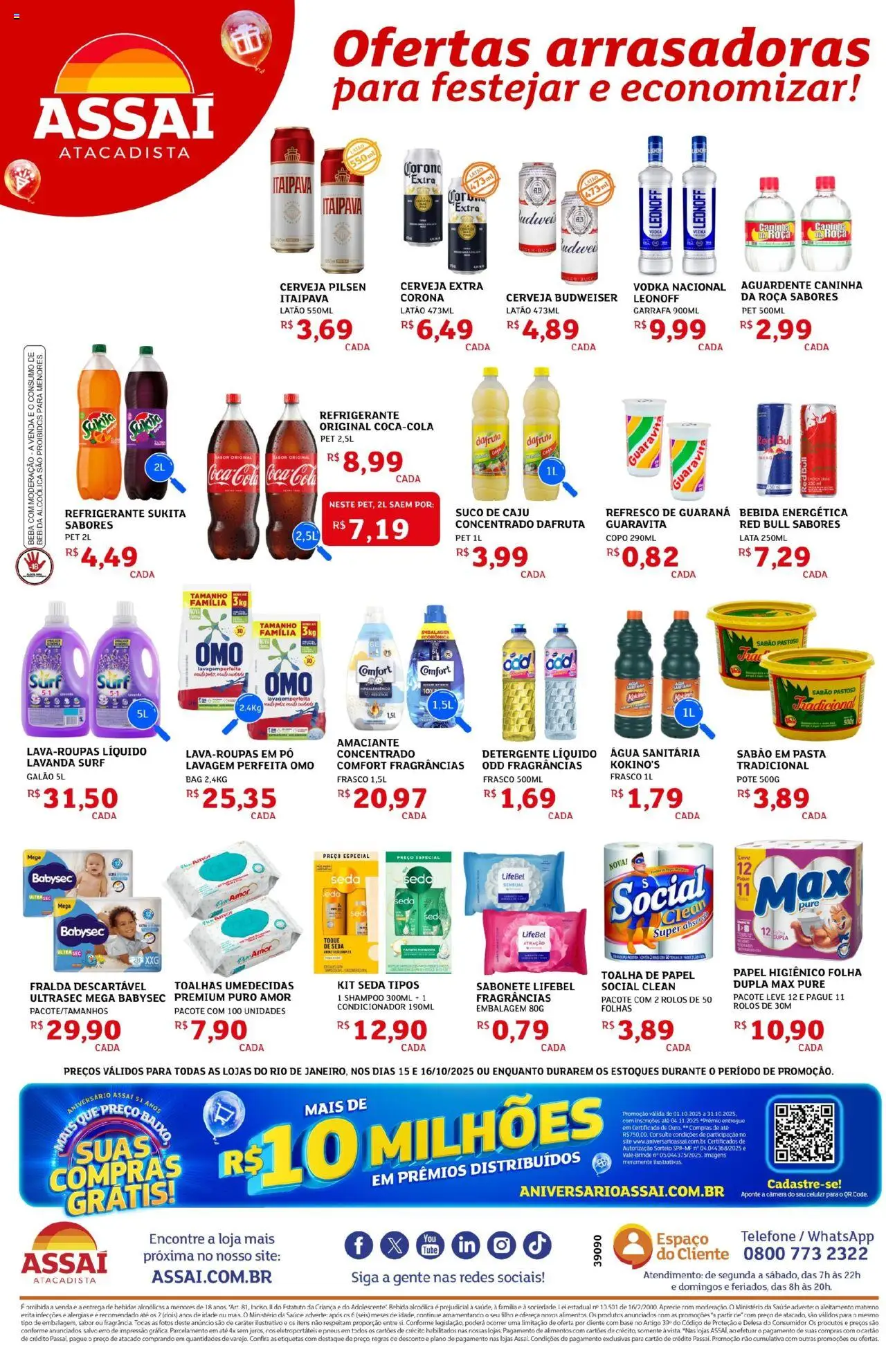Assaí Atacadista Folheto - válido de 15.10.2025 | Página: 2 | Produtos: Refresco, Sabão, Câmera, Água sanitária