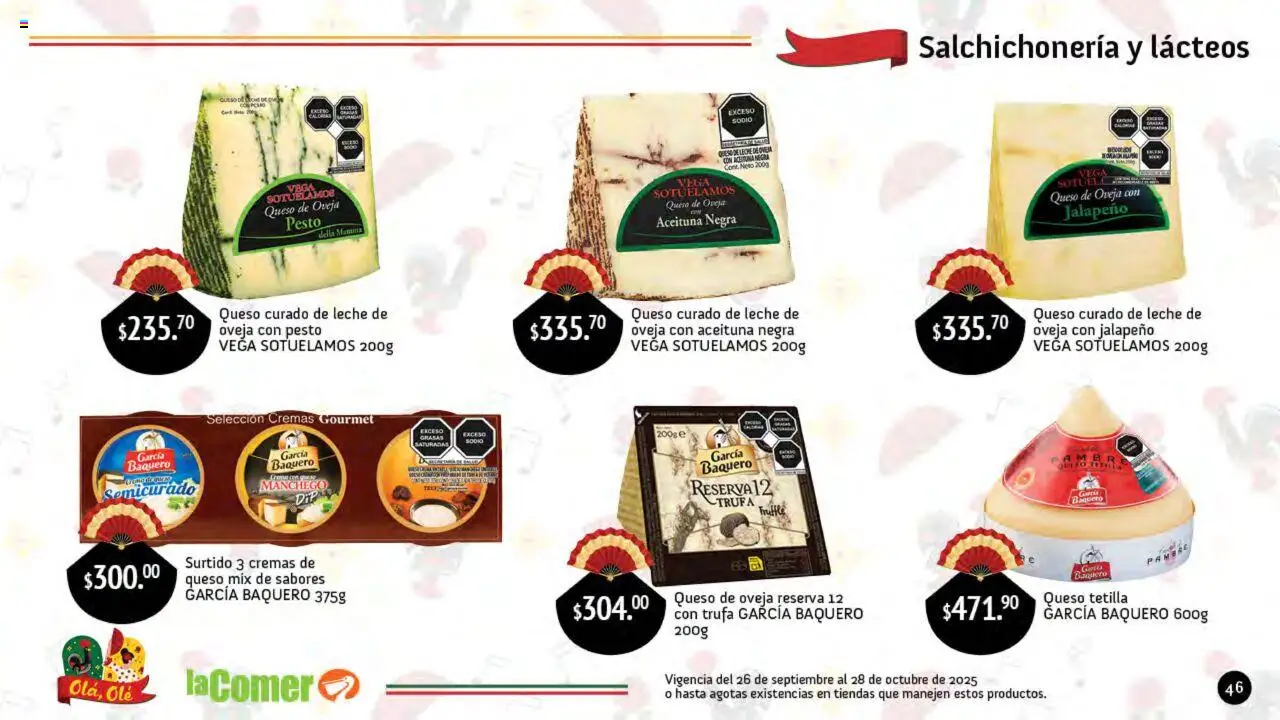 Nuevas ofertas de La Comer válidas en toda la República Mexicana desde el 26.09.2025. ¡Encuentra las mejores ofertas en La Comer folleto Olá, Olé! | Página: 46 | Productos: Leche, Queso