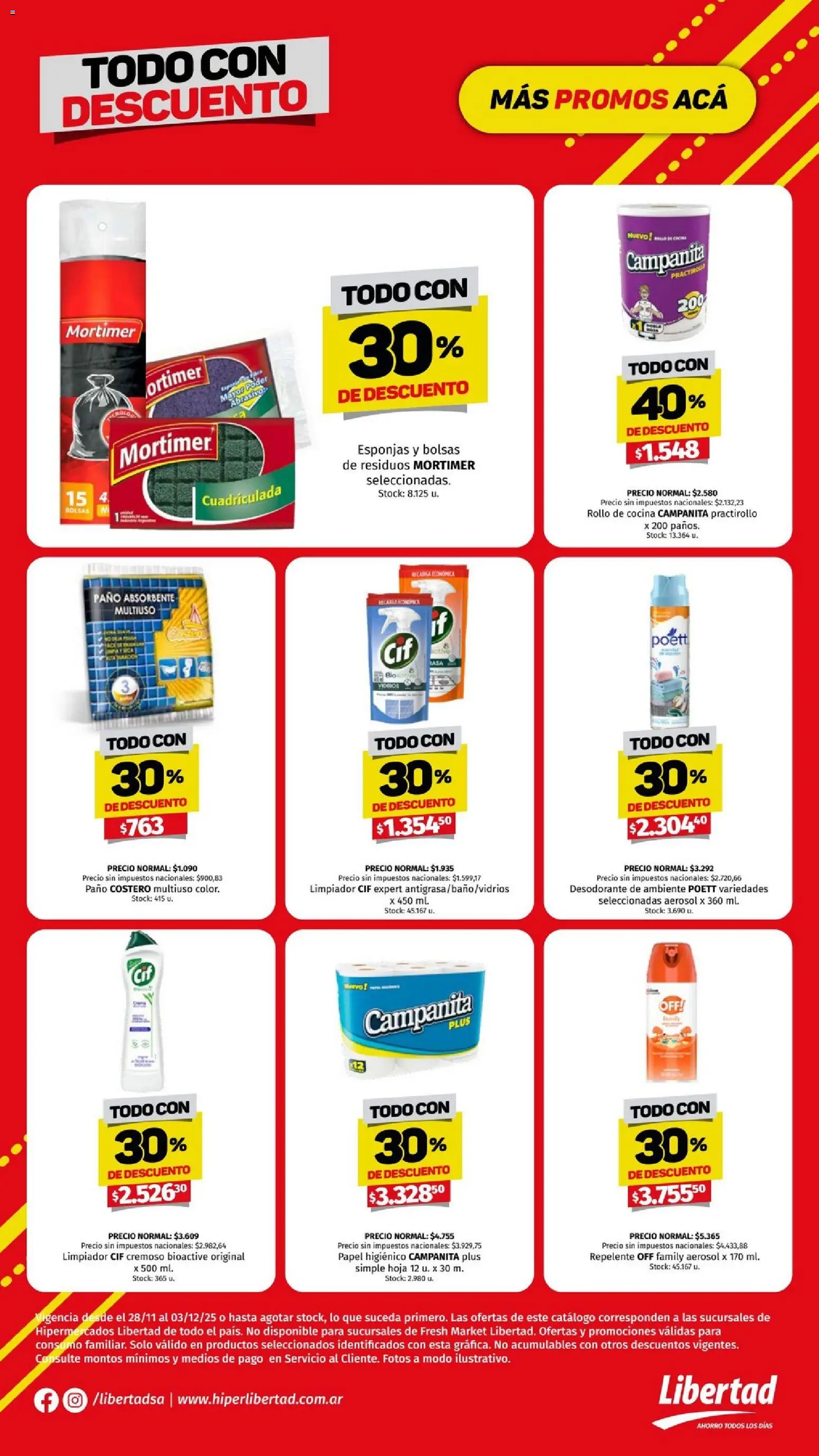 Hipermercado Libertad - Todo con descuento │ válido desde el 04.12.2025 | Página: 5 | Productos: Repelente, Desodorante de ambiente, Papel higiénico, Cocina