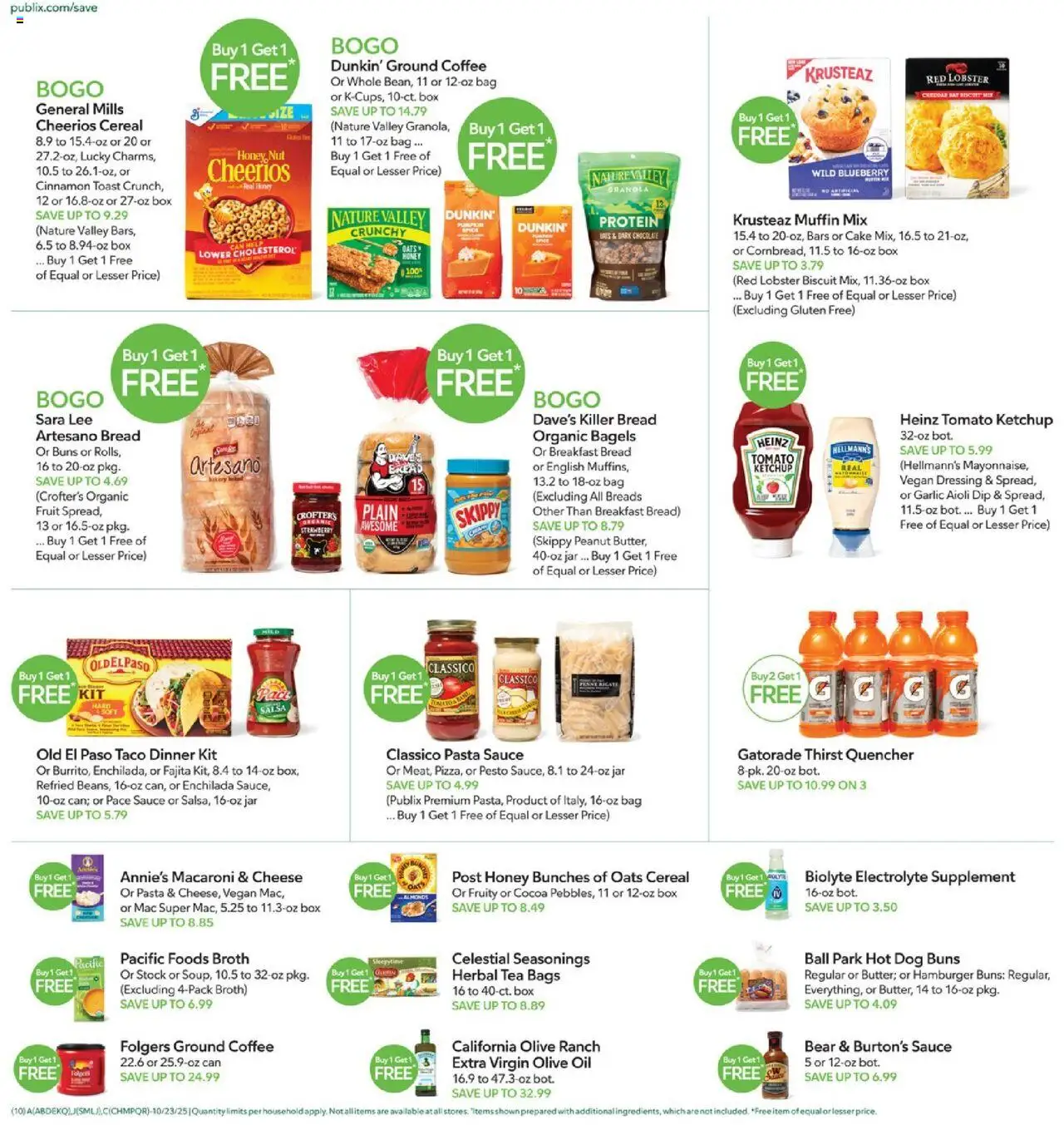 Publix Weekly Ad - valid from 22.10.2025 | Page: 10 | Products: Bread, Tea, Sauce, Bag