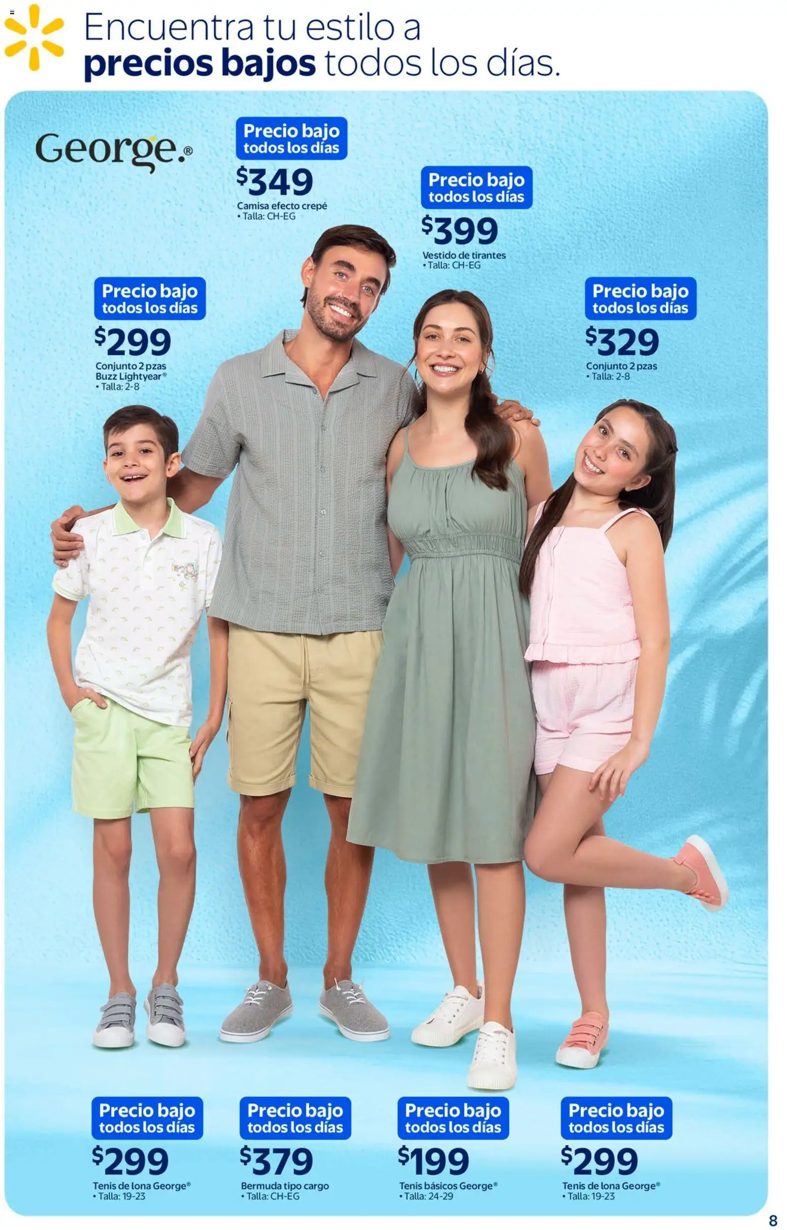 Nuevas ofertas de Walmart válidas en toda la República Mexicana desde el 05.03.2026. ¡Encuentra las mejores ofertas en Walmart folleto Sol, arena y bronceador a precios bajos! | Página: 8 | Productos: Lona, Vestido, Conjunto, Bermuda