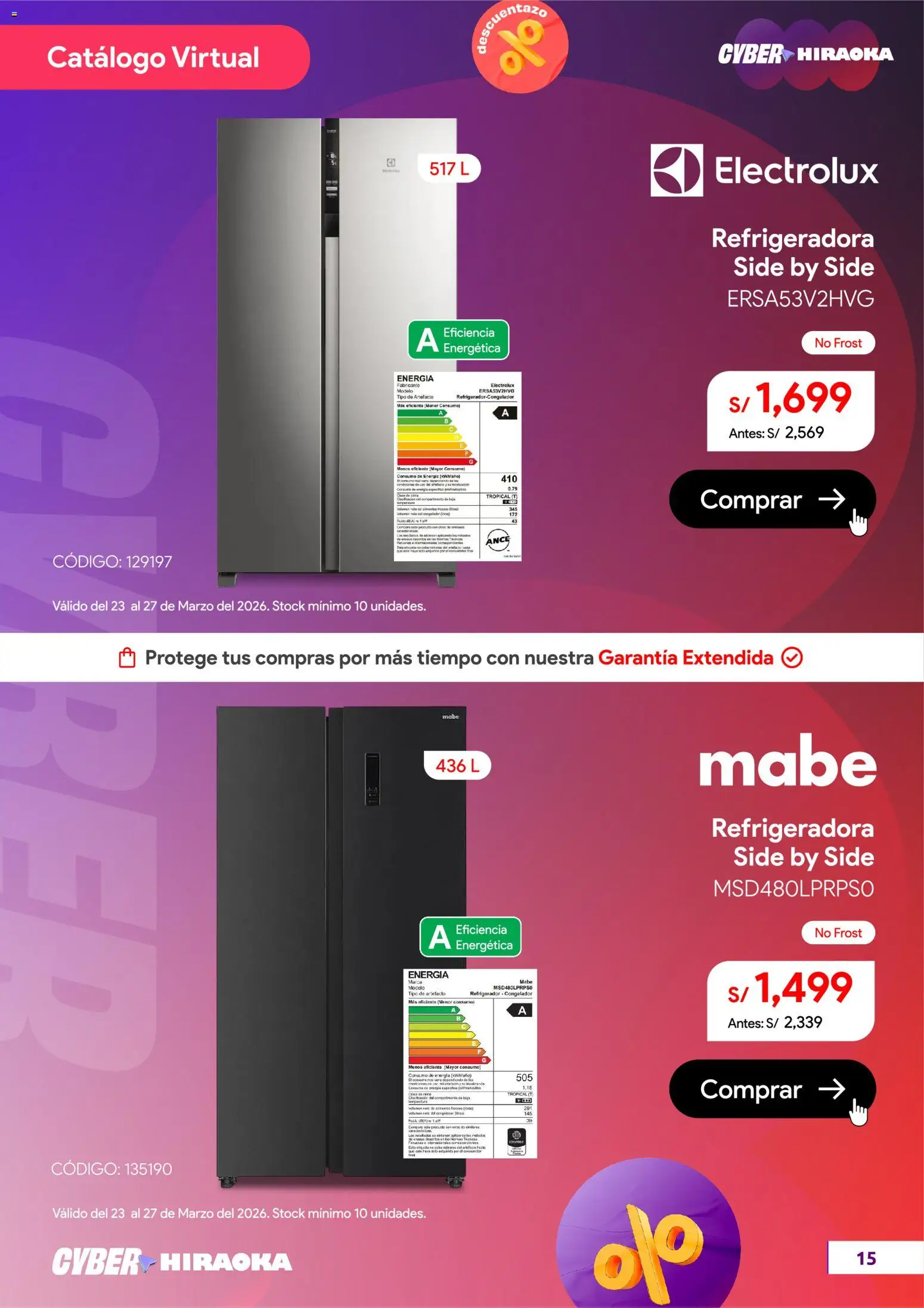 Catálogo Hiraoka válido desde 23.03.2026 | Página: 16 | Productos: Refrigerador, Congelador