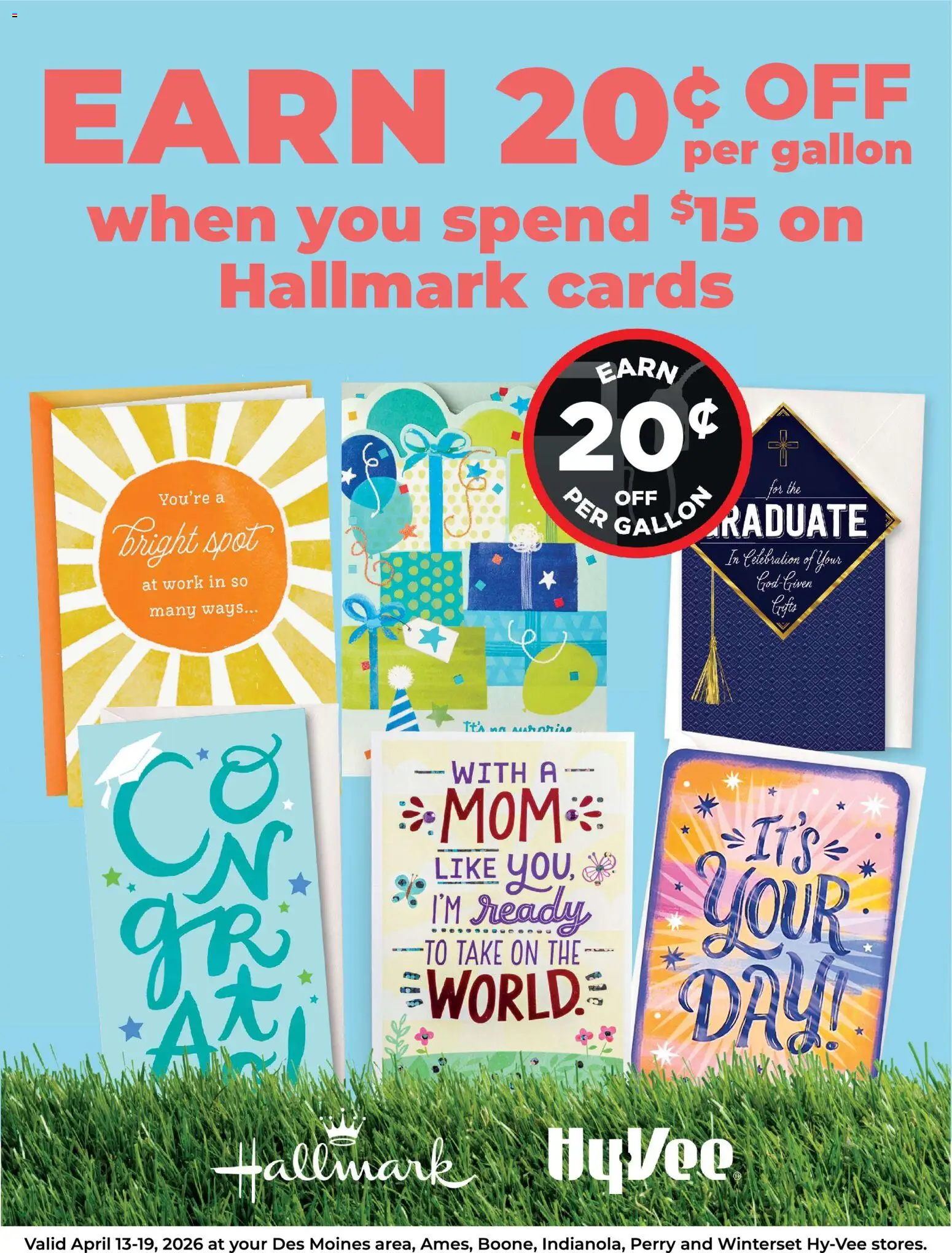 HyVee Hallmark Gift Card Fuel Saver Sale - valid from 13.04.2026 | Page: 1