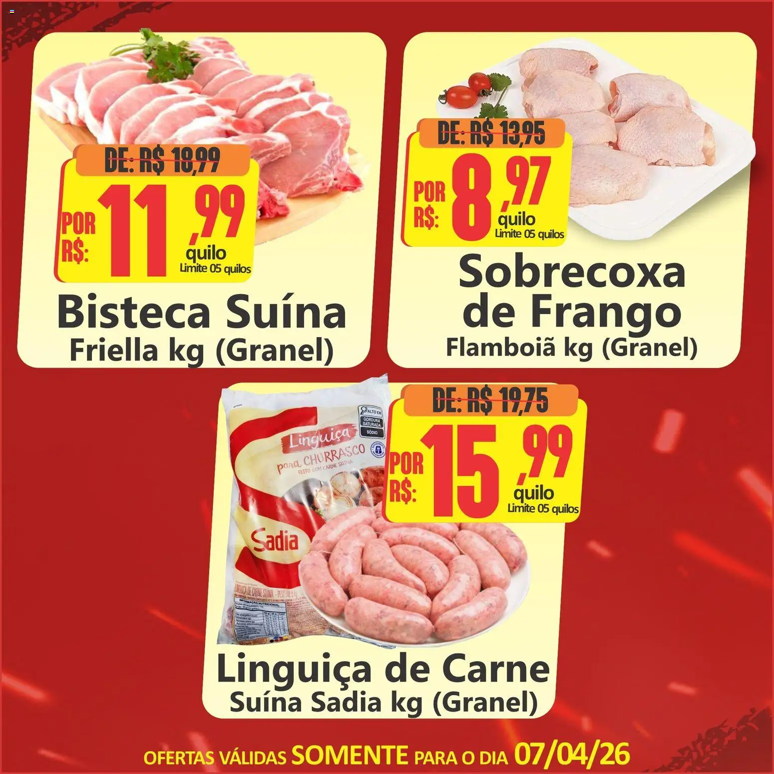 Big Supermercados Folheto - válido de 07.04.2026 | Página: 3 | Produtos: Linguiça, Carne, Frango