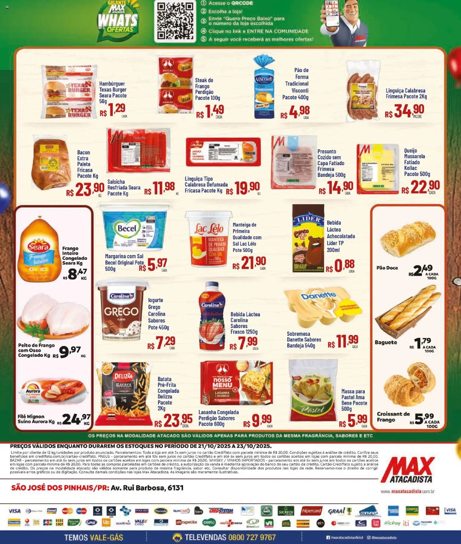 Max Atacadista Folheto - válido de 21.10.2025 | Página: 2 | Produtos: Manteiga, Bebida, Frango, Peito de frango