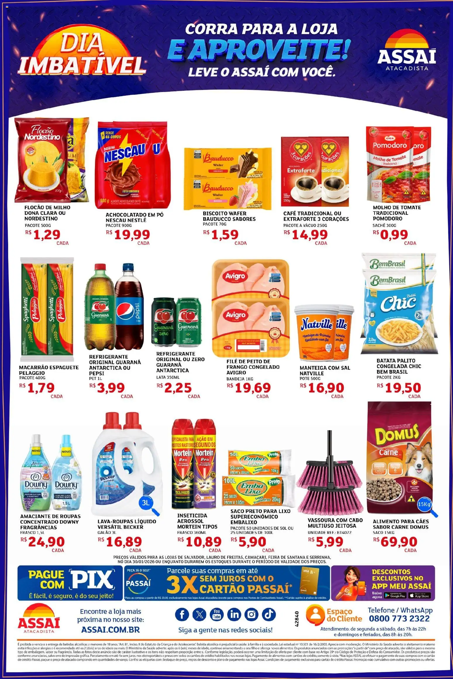 Assaí Atacadista Folheto - válido de 30.01.2026 | Página: 2 | Produtos: Manteiga, Macarrão, Bebida, Cabo