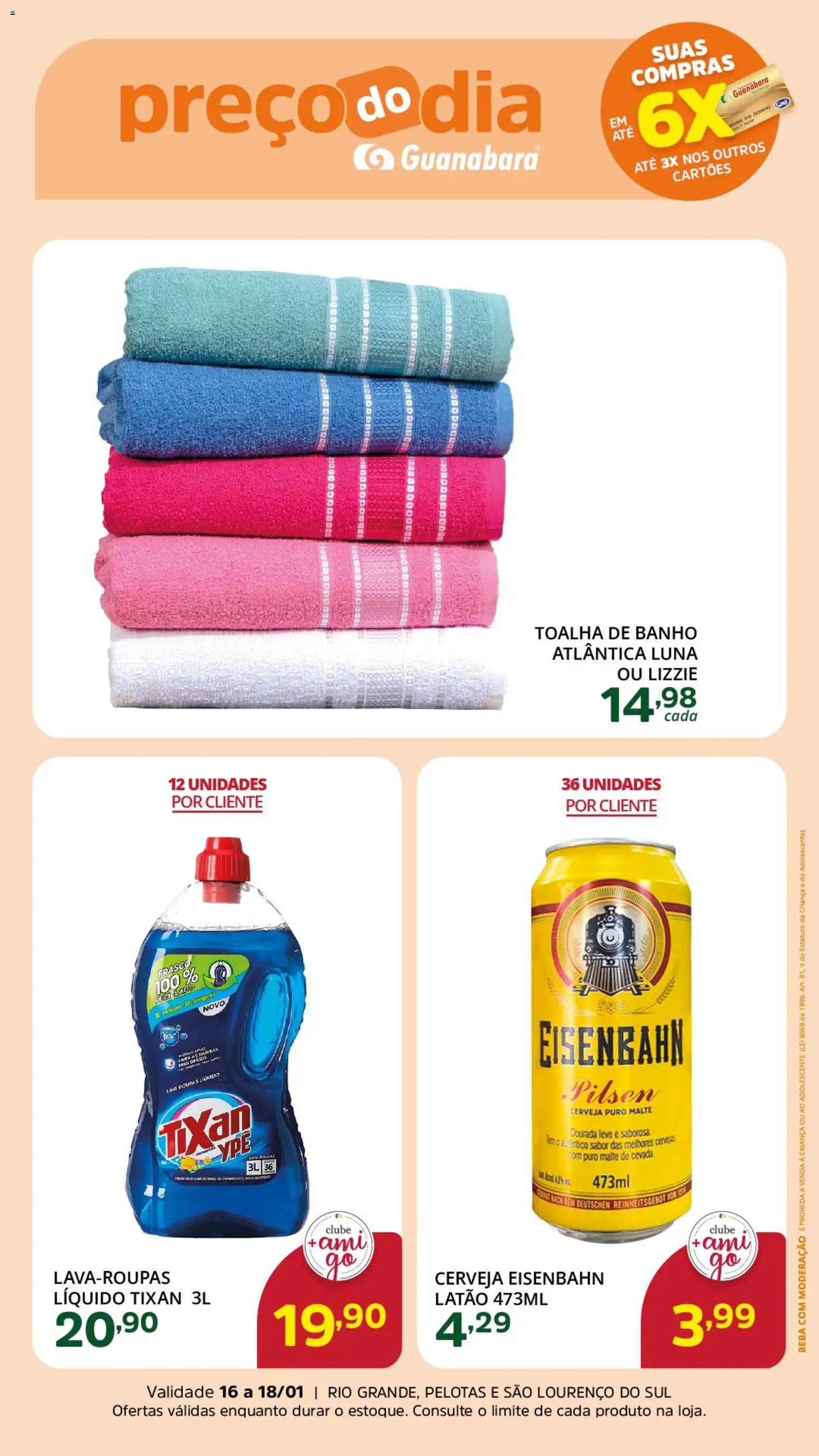 Supermercado Guanabara Folheto - válido de 16.01.2026 | Página: 5 | Produtos: Eisenbahn, Cerveja, Toalha de banho, Roupas