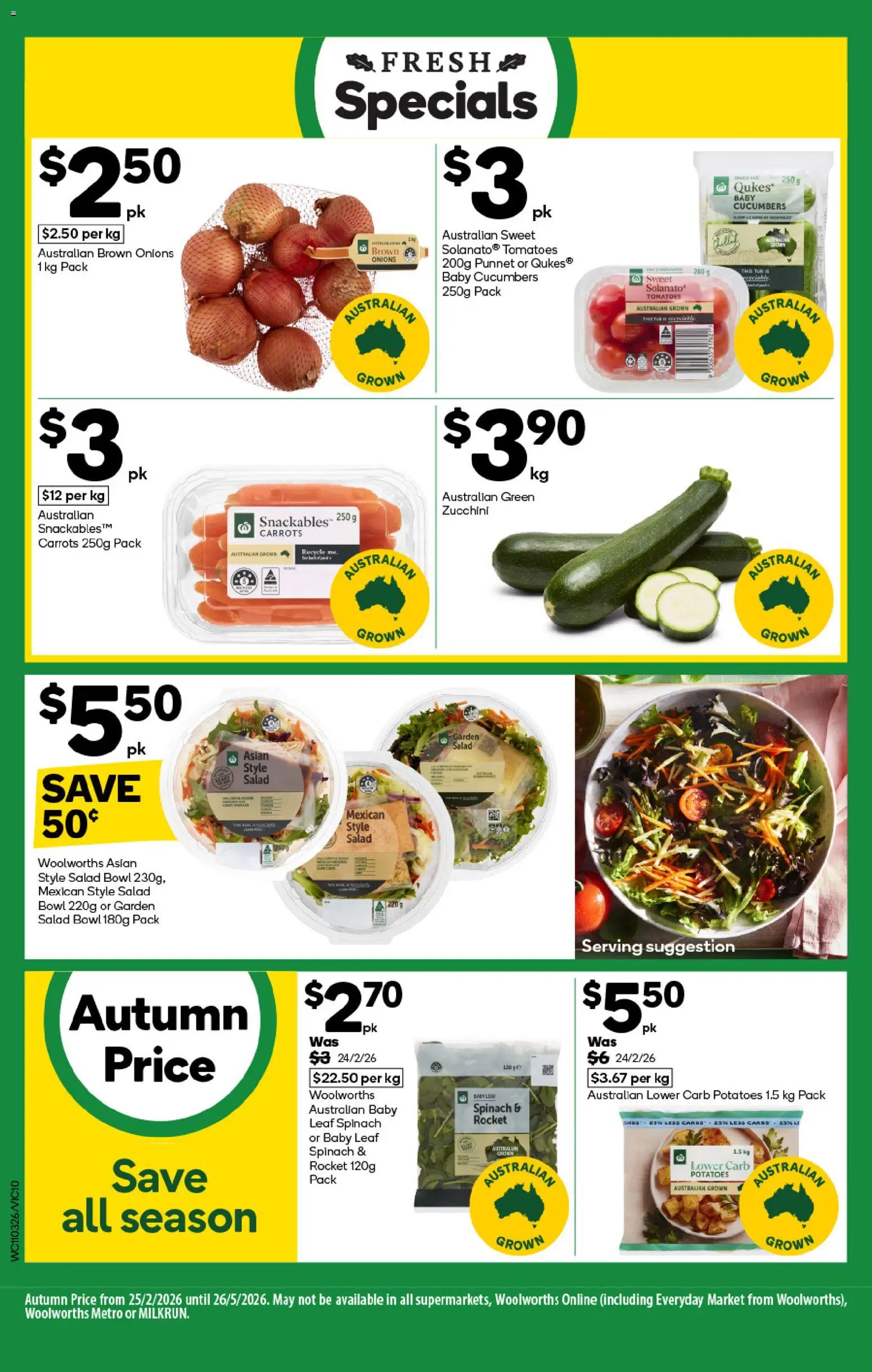 Woolworths catalogue - valid from 11.03.2026 | Page: 10 | Products: Salad, Potatoes, Onions, Spinach