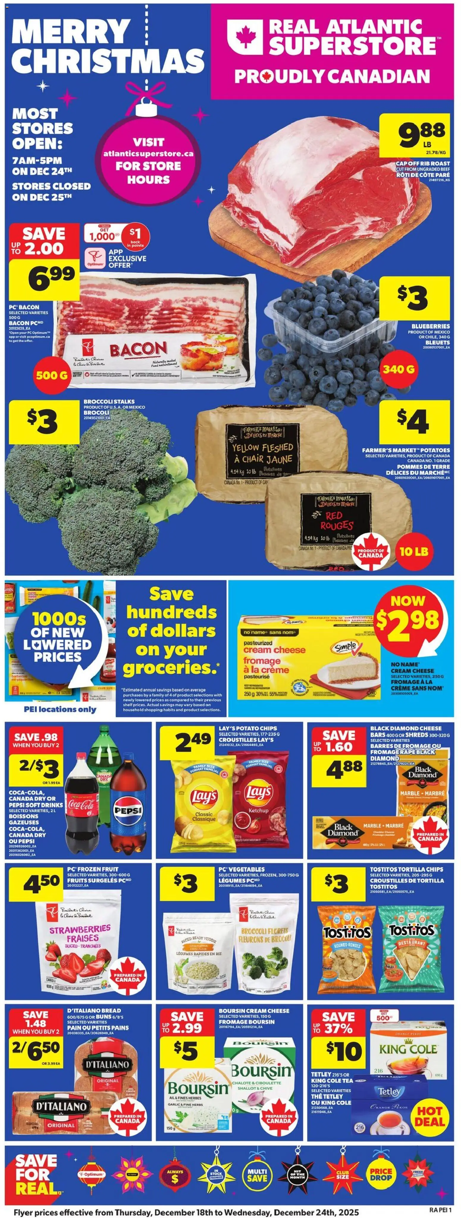 Atlantic Superstore flyer valid from 18.12.2025 | Page: 3 | Products: Beef, Chips, PC, Cheese
