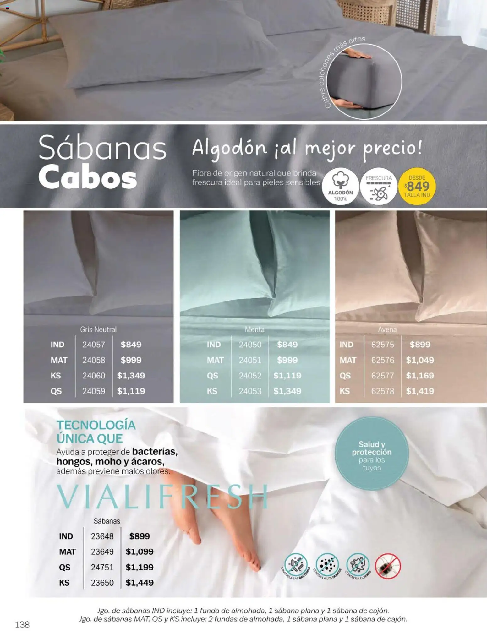 Nuevas ofertas de Vianney válidas en toda la República Mexicana desde el 23.01.2026. ¡Encuentra las mejores ofertas en Vianney catálogo Chavos! | Página: 140 | Productos: Avena, Funda, Algodón, Sabanas