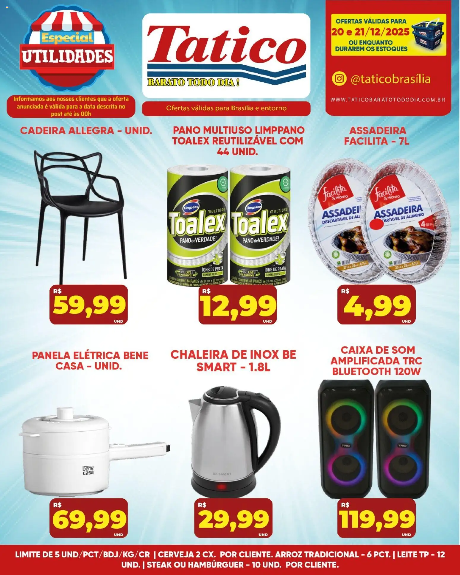 Tatico Folheto - válido de 20.12.2025 | Página: 1 | Produtos: Chaleira, Caixa de som, Arroz, Assadeira