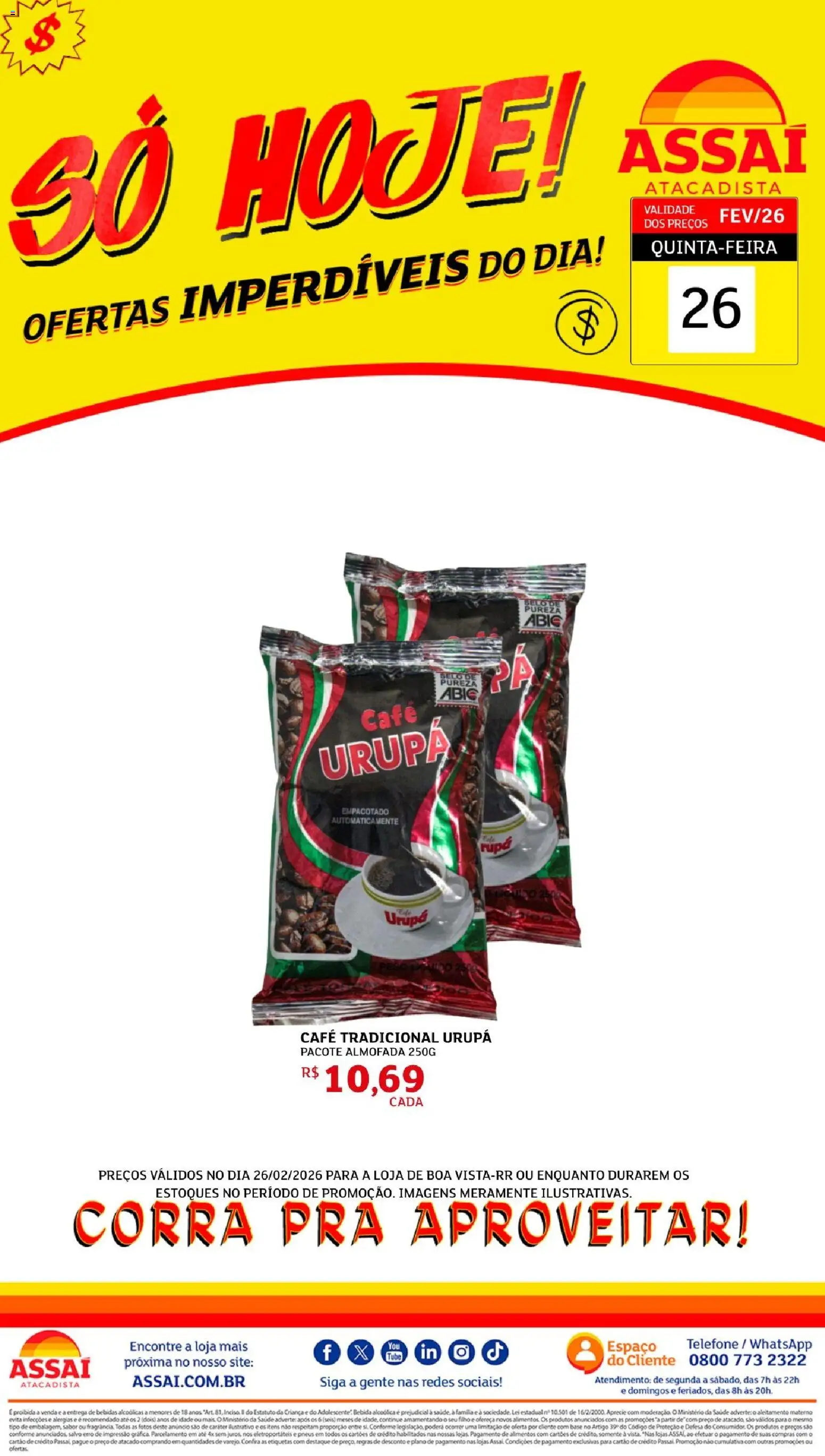 Assaí Atacadista Folheto - válido de 26.02.2026 | Página: 1 | Produtos: Almofada, Café, Pneus, Telefone