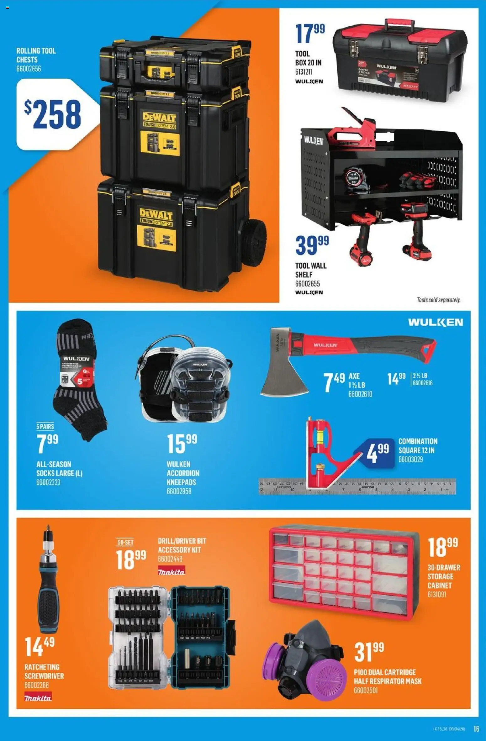 Canac flyer valid from 09.04.2026 | Page: 16 | Products: Mask, Shelf, Box, Socks