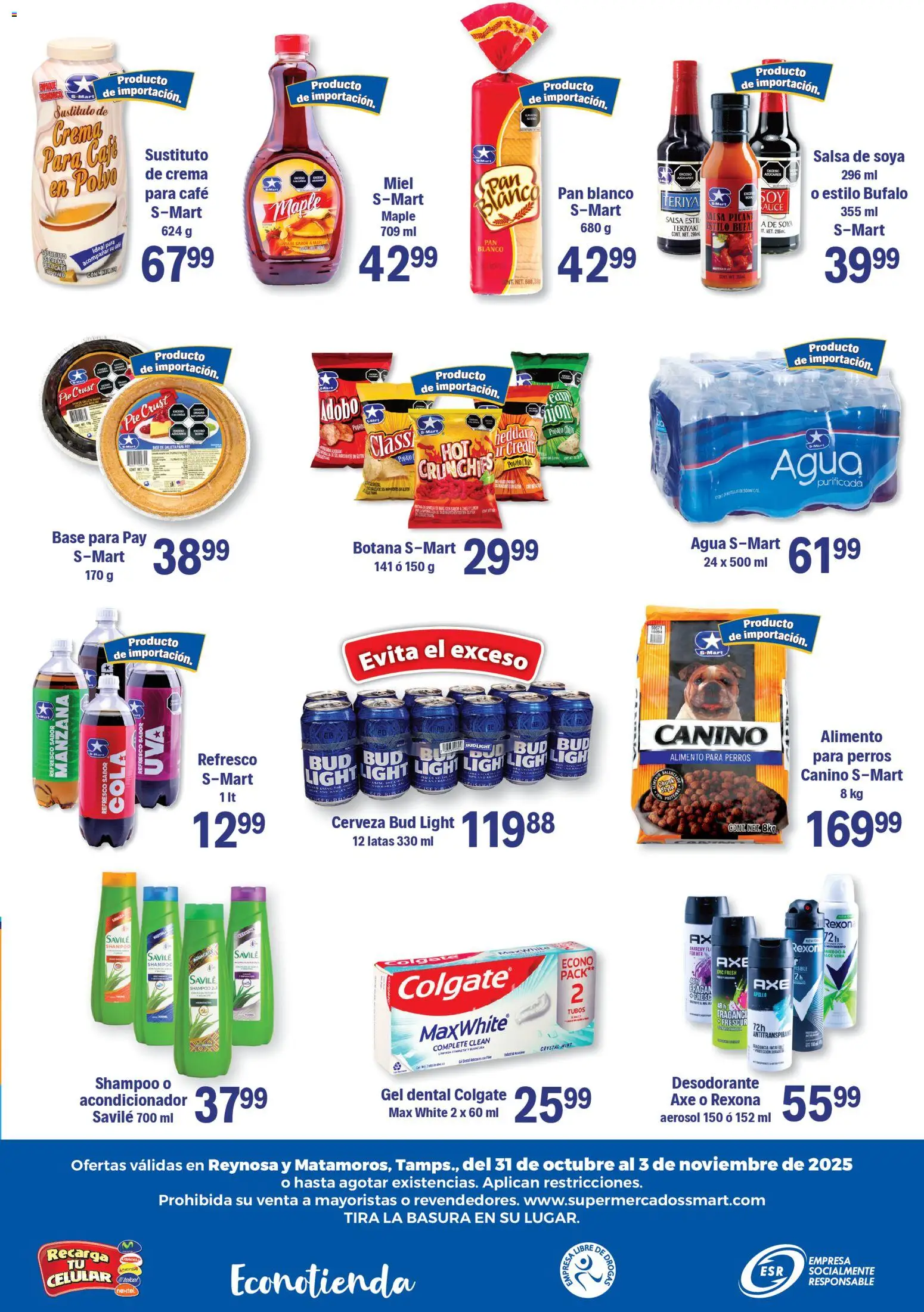 Nuevas ofertas de S-Mart válidas en toda la República Mexicana desde el 31.10.2025. ¡Encuentra las mejores ofertas en S-Mart folleto Matamoros! | Página: 6 | Productos: Crema, Manzana, Aguacate, Cerveza