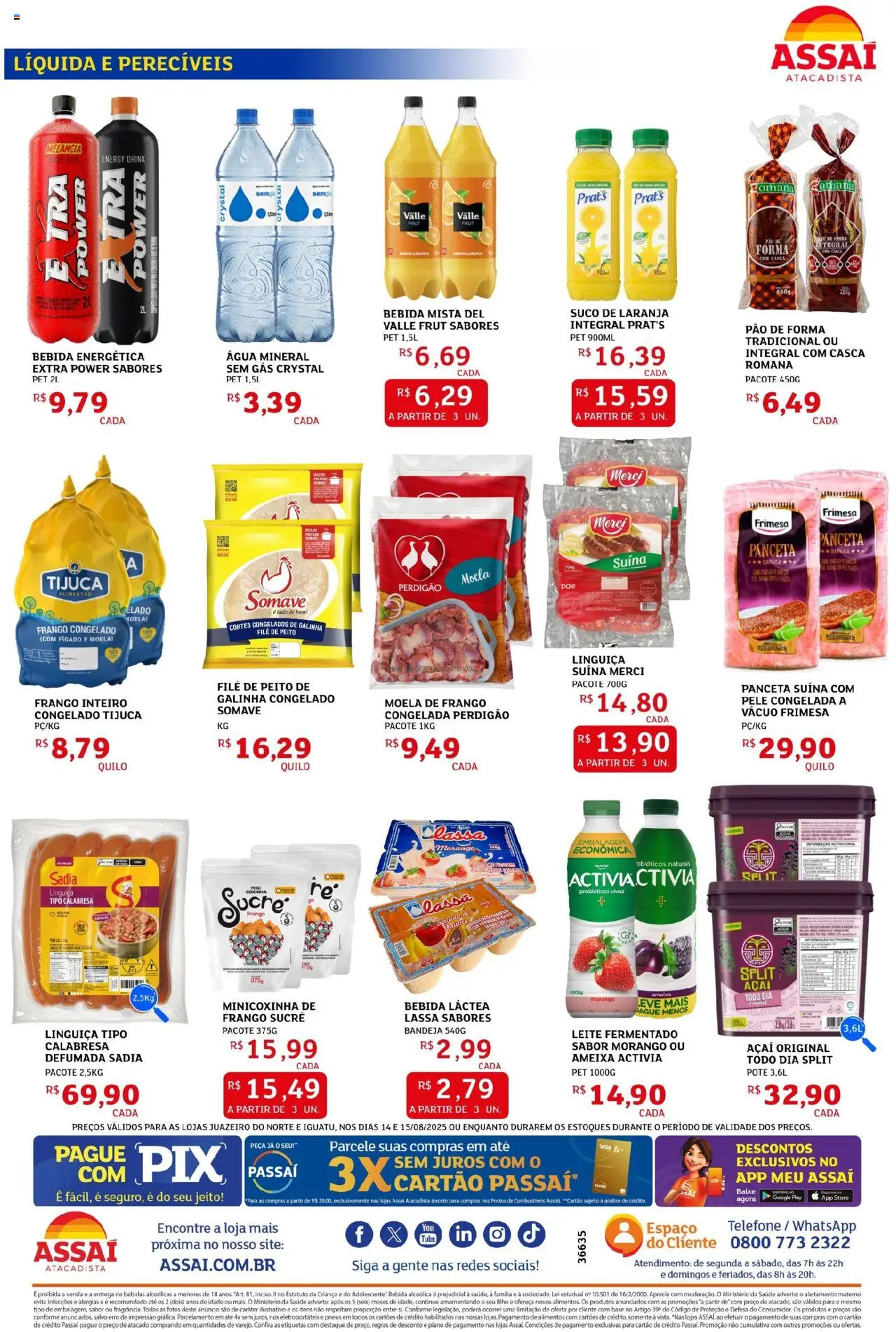 Assaí Atacadista Folheto - válido de 14.08.2025 | Página: 2 | Produtos: Melancia, Probióticos, Frango, Açaí