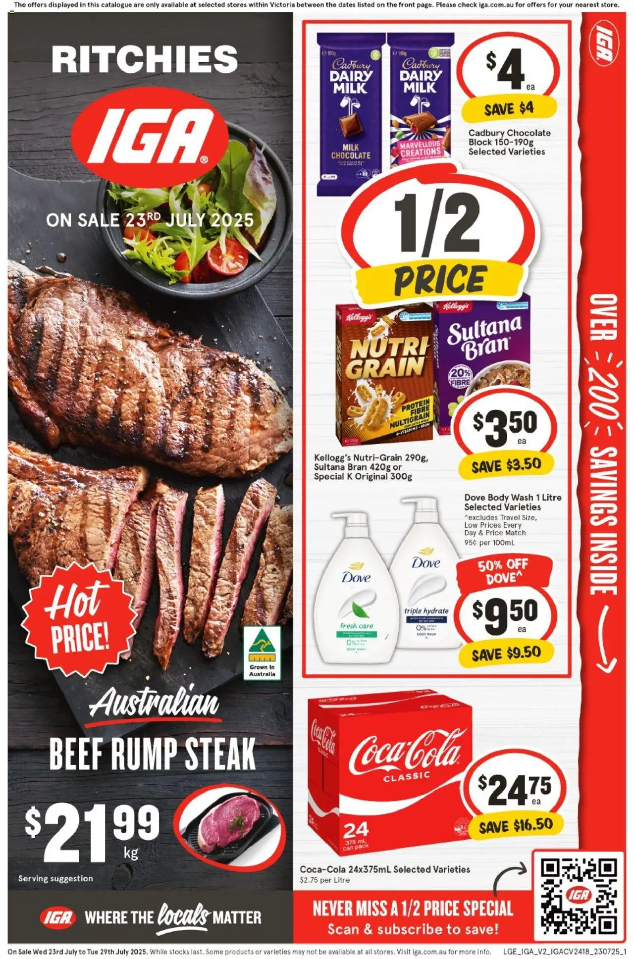 IGA catalogue - valid from 23.07.2025 | Page: 1 | Products: Milk, Dairy, Beef, Steak