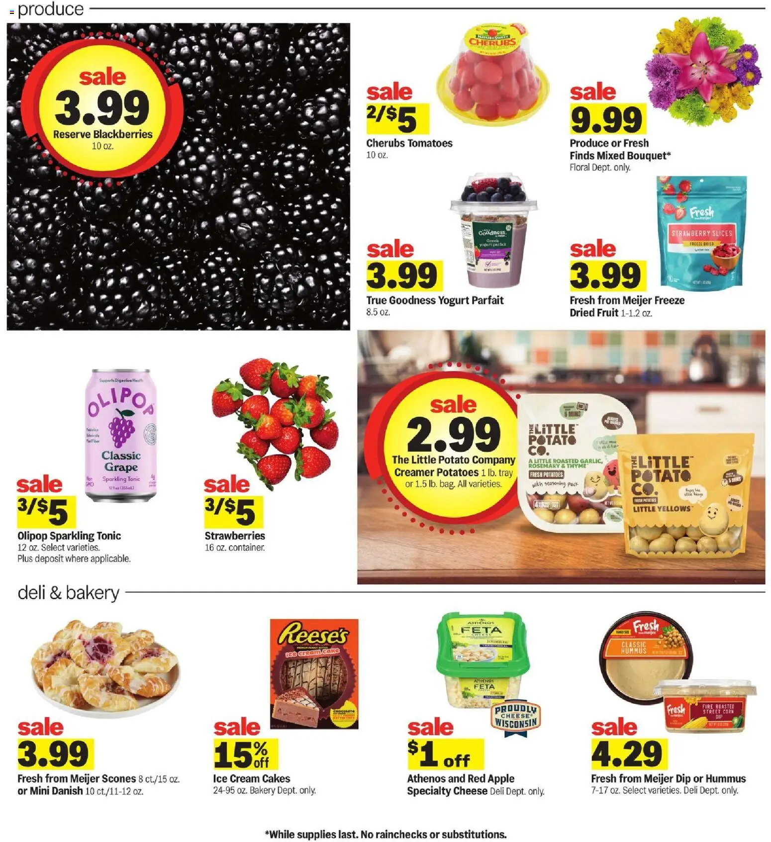 Meijer Weekly Ad - MI - valid from 22.04.2026 | Page: 14 | Products: Bakery, Tomatoes, Strawberries, Cream Cake