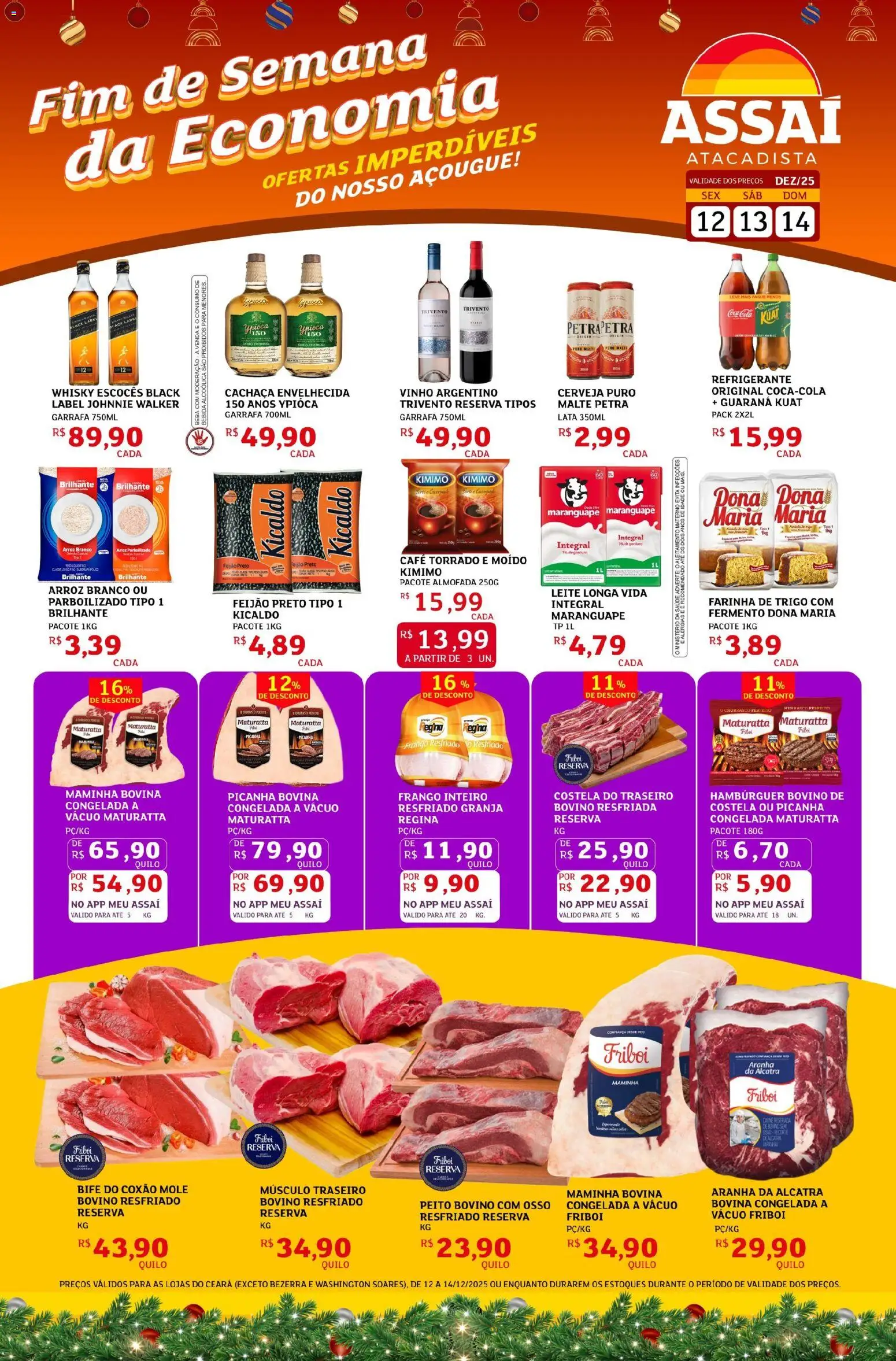 Assaí Atacadista Folheto - válido de 12.12.2025 | Página: 1 | Produtos: Guaraná, Cachaça, Farinha de trigo, Arroz