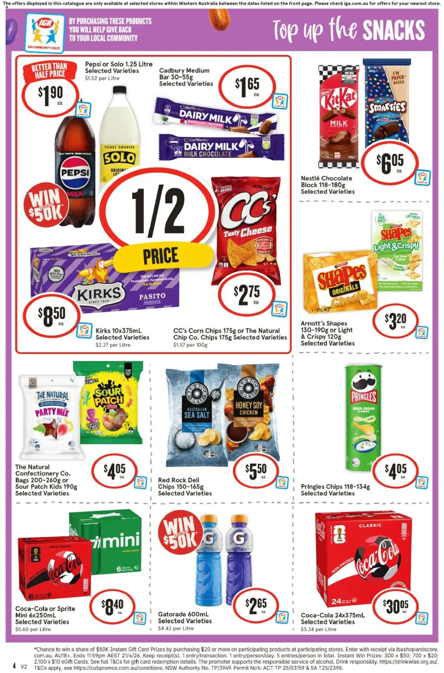 IGA catalogue - valid from 18.03.2026 | Page: 4 | Products: Chocolate, Chicken, Sour cream, Salt