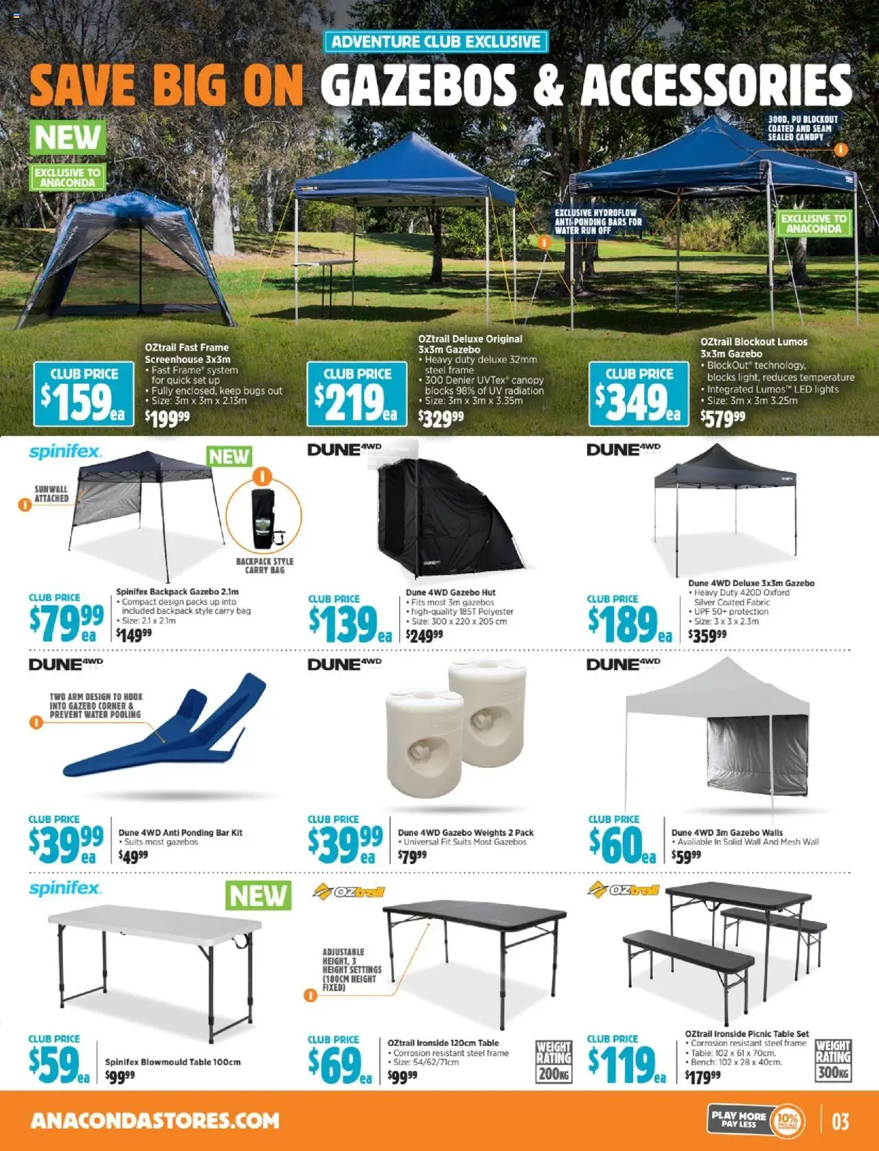 Anaconda catalogue - valid from 07.10.2025 | Page: 3 | Products: Table, Water, Bag, Weight