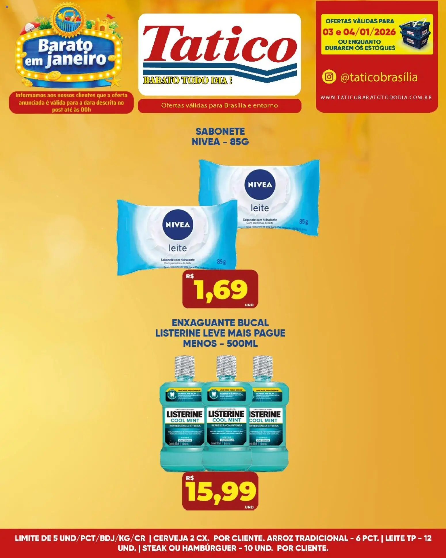 Tatico Folheto - válido de 05.01.2026 | Página: 26 | Produtos: Enxaguante bucal, Leite, Hambúrguer, Sabonete