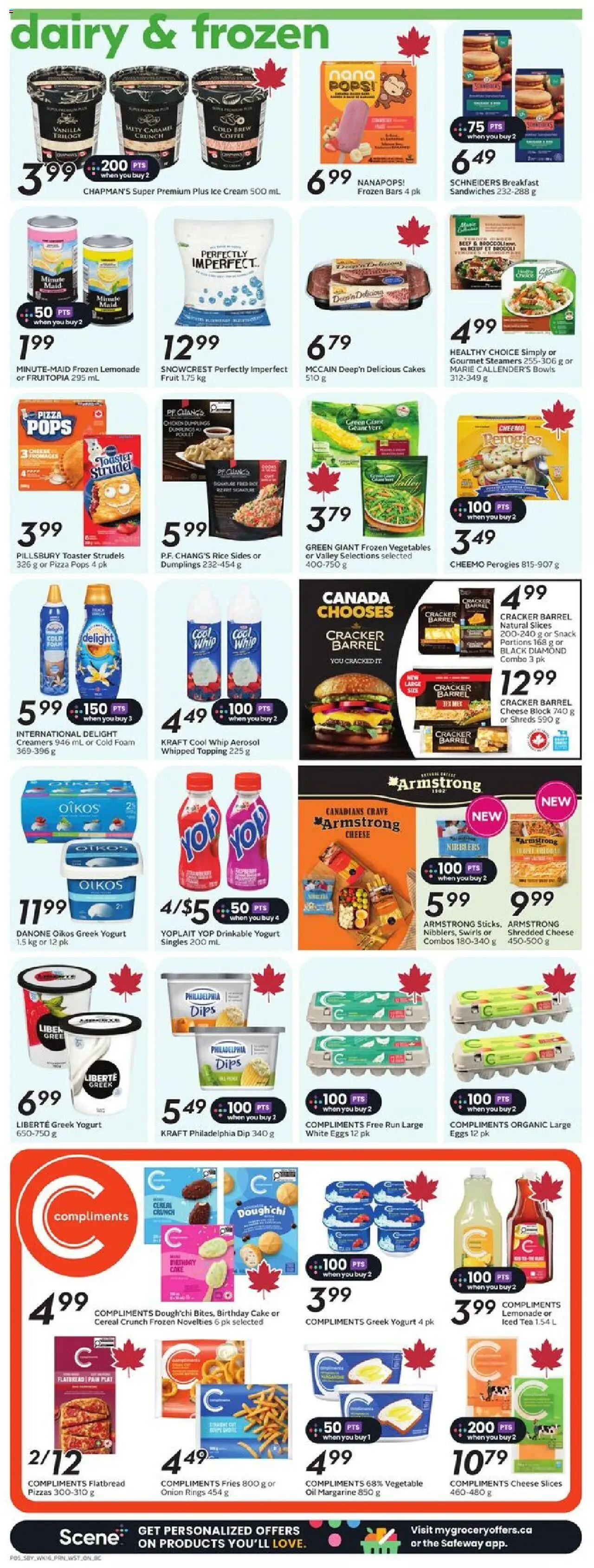 Safeway flyer valid from 14.08.2025 | Page: 9 | Products: Ice cream, Cheese, Yogurt, Pizza