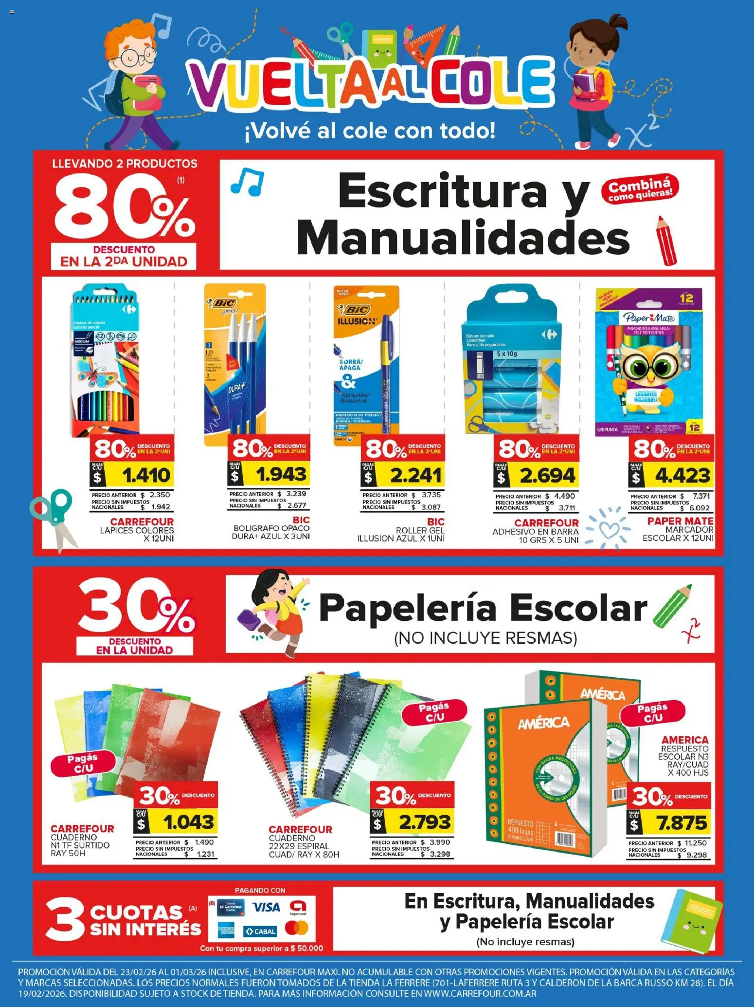 Carrefour Maxi catálogo │ válido desde el 23.02.2026 | Página: 3 | Productos: Mate, Sal, Pegamento, Cuaderno