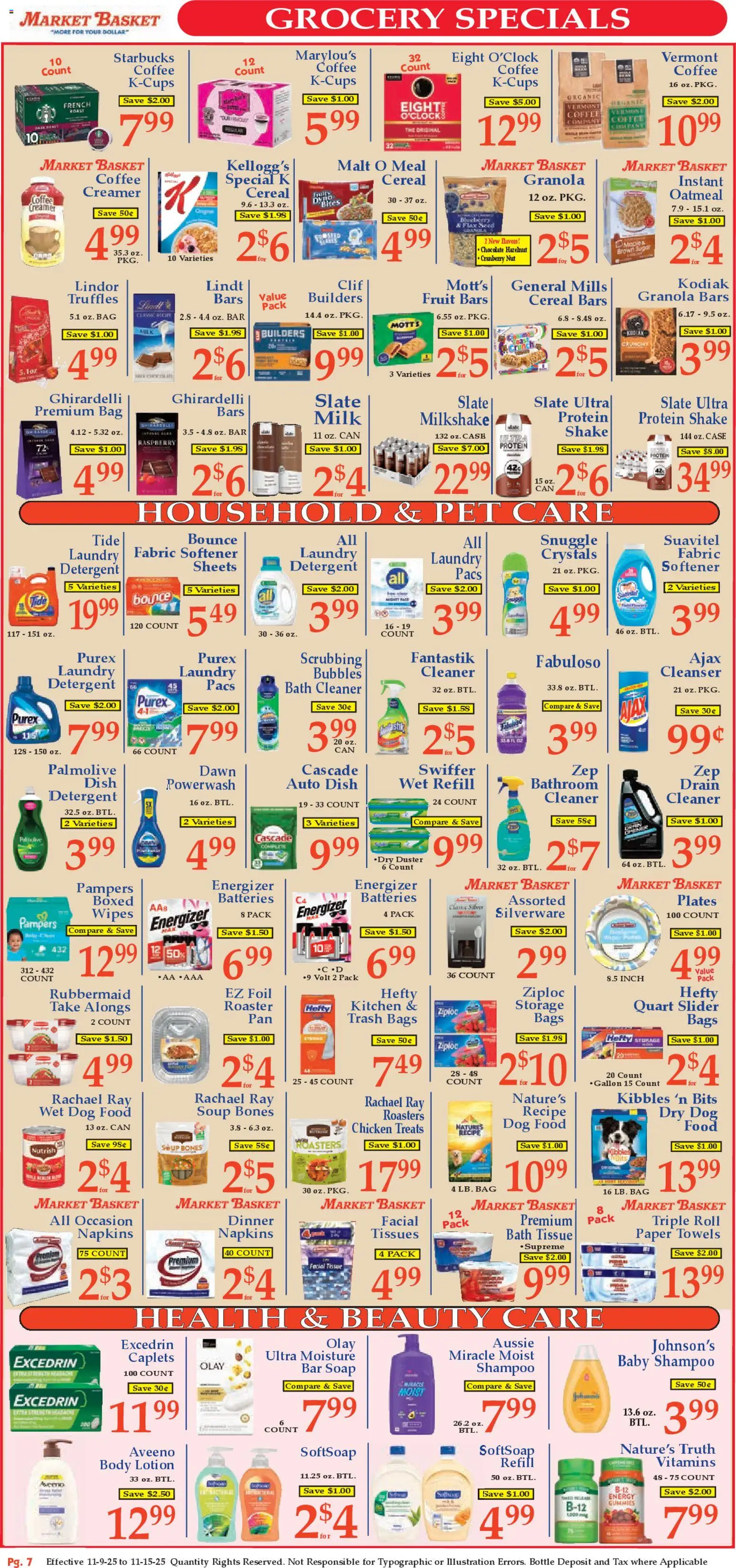 Market Basket Ad - valid from 09.11.2025 | Page: 7 | Products: Bath, Milk, Chocolate, Bar Soap
