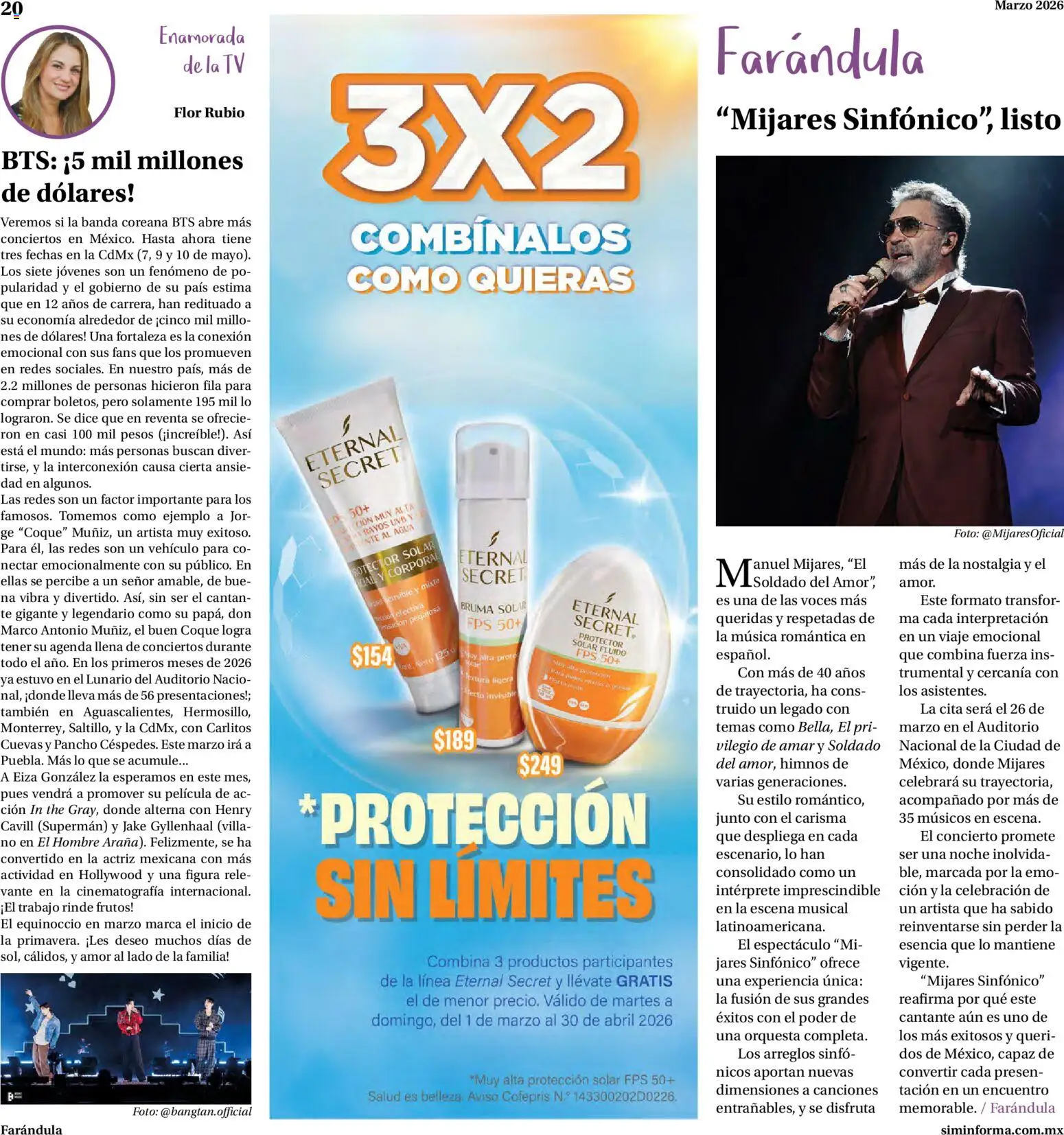 Nuevas ofertas de Farmacias Similares válidas en toda la República Mexicana desde el 01.03.2026. ¡Encuentra las mejores ofertas en Farmacias Similares catálogo! | Página: 20 | Productos: Agua, Bruma, Agenda, Protector solar