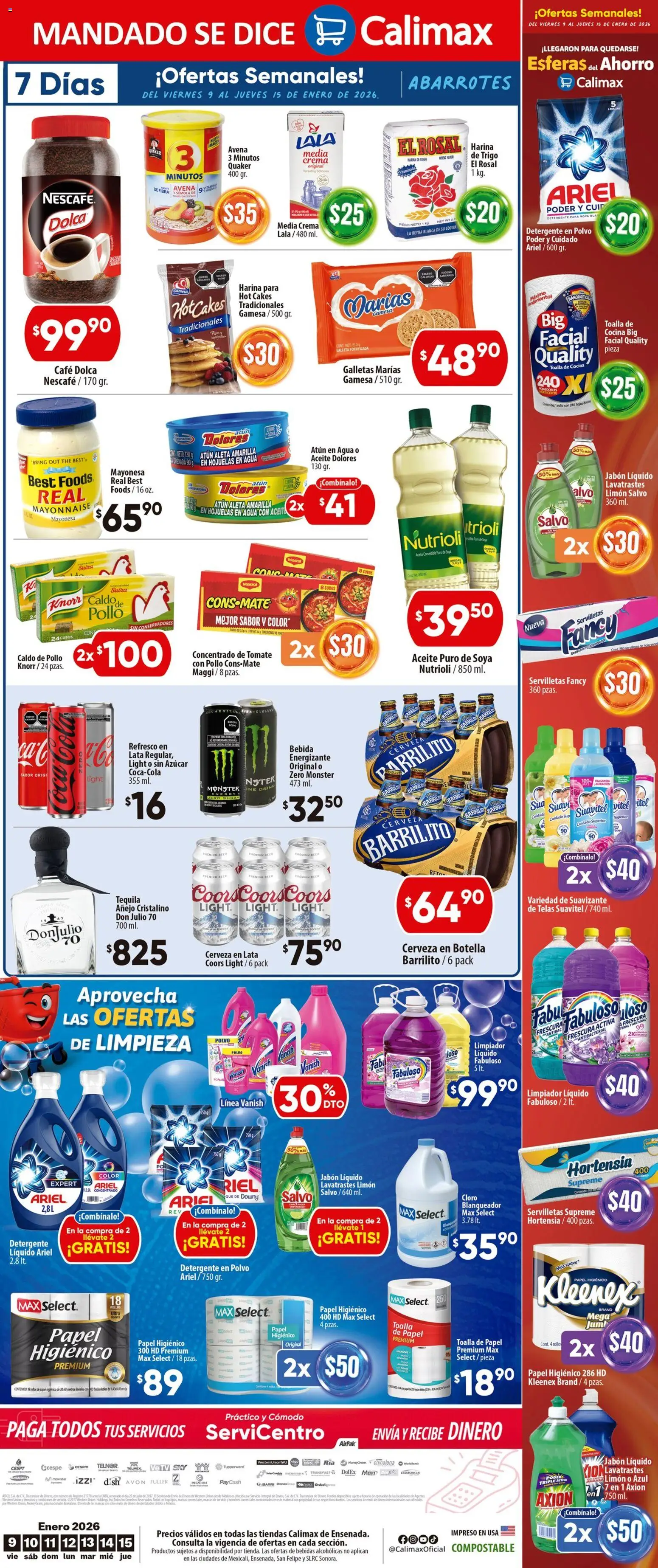 Nuevas ofertas de Calimax válidas en toda la República Mexicana desde el 09.01.2026. ¡Encuentra las mejores ofertas en Calimax folleto Ensenada! | Página: 6 | Productos: Detergente, Crema, Suavizante, Cloro