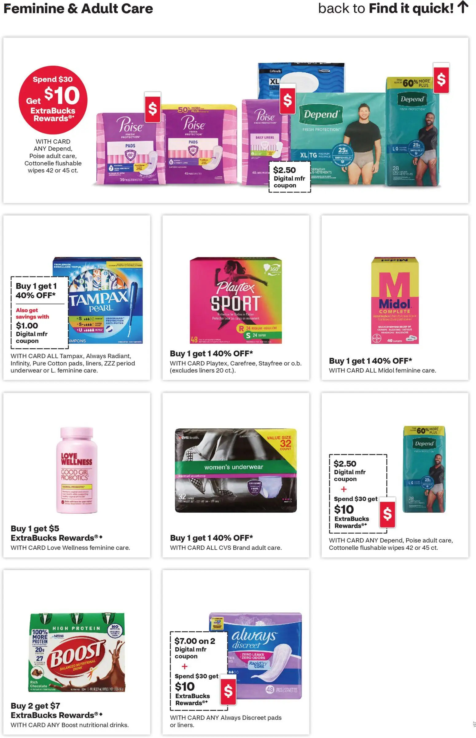 CVS Pharmacy Weekly Ad - WA - valid from 05.04.2026 | Page: 7 | Products: Chocolate, Pads, Underwear