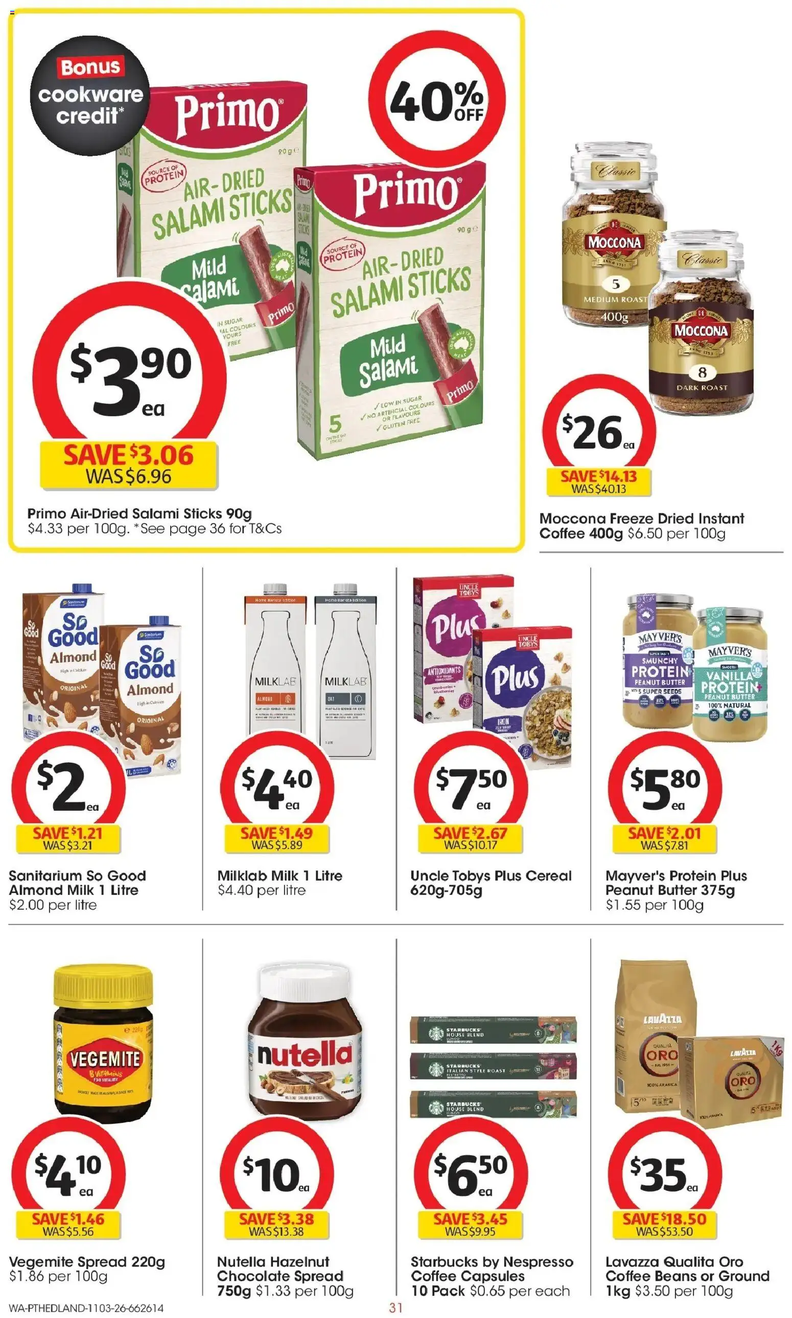 Coles catalogue - valid from 11.03.2026 | Page: 31 | Products: Salami, Cookware, Nutella, Cereal