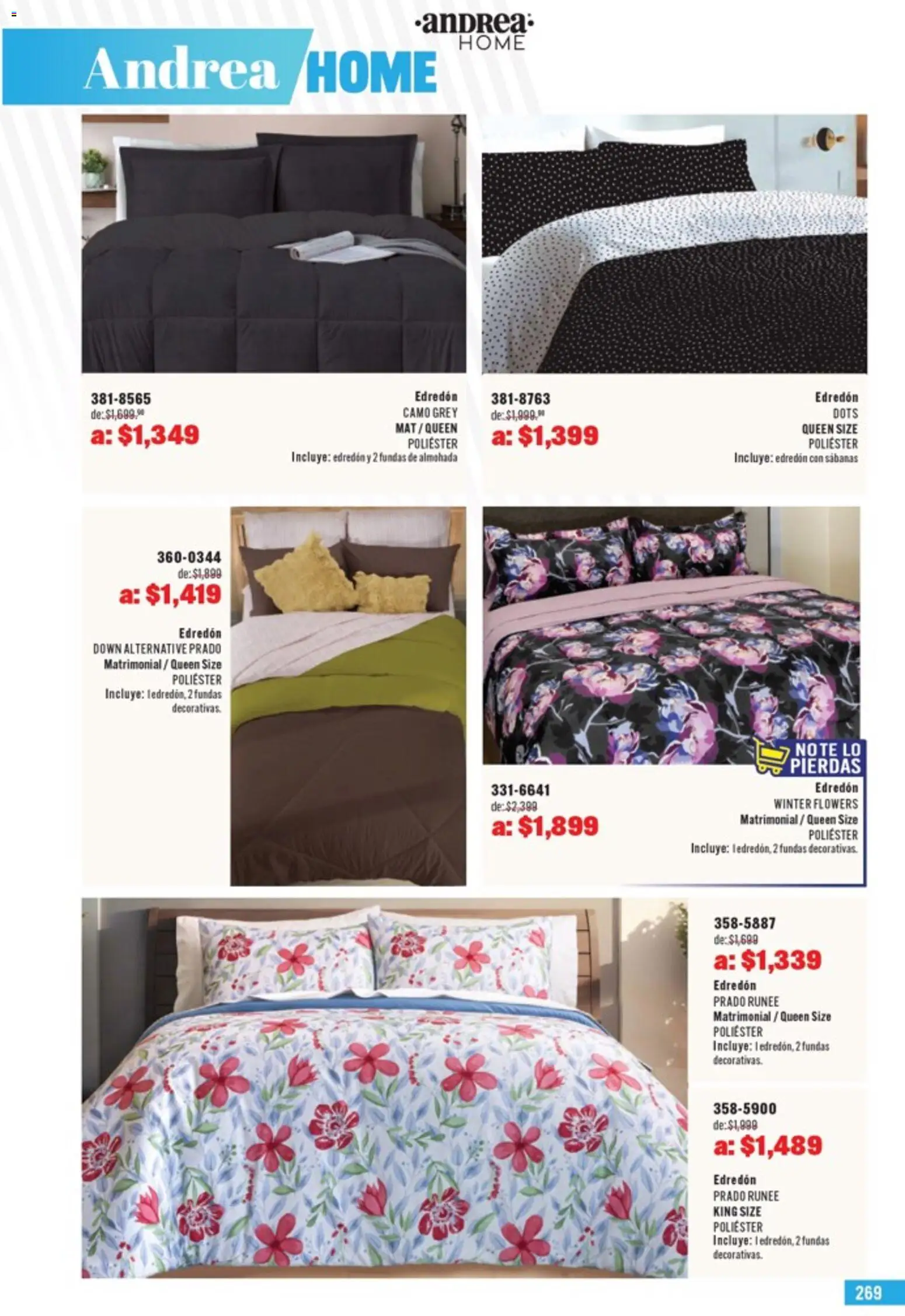Nuevas ofertas de Andrea válidas en toda la República Mexicana desde el 05.04.2026. ¡Encuentra las mejores ofertas en Andrea catálogo Outlet! | Página: 269 | Productos: Almohada, Sabanas