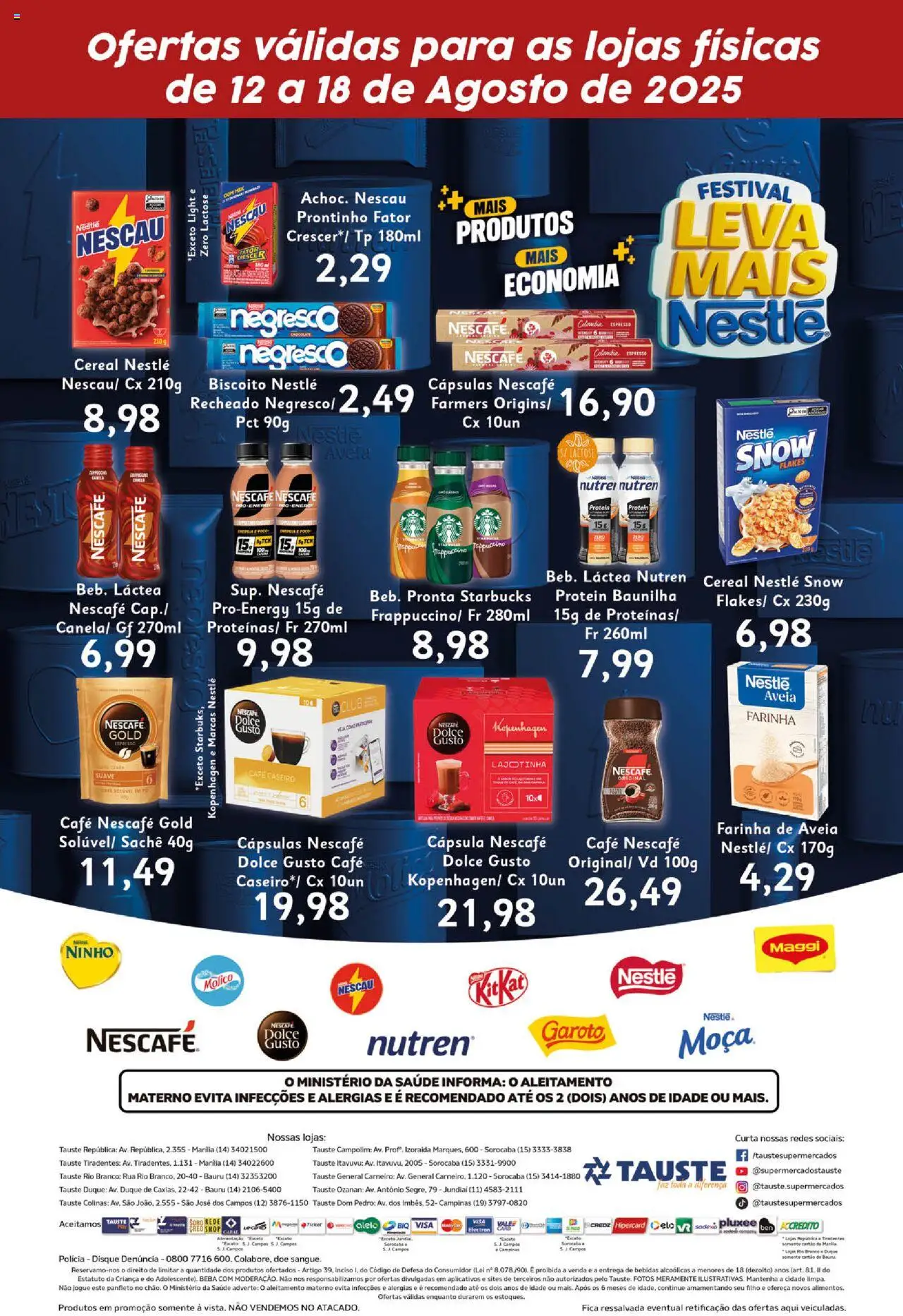 Tauste Folheto - válido de 12.08.2025 | Página: 2 | Produtos: Biscoito, Nescau, Aveia, Avelã
