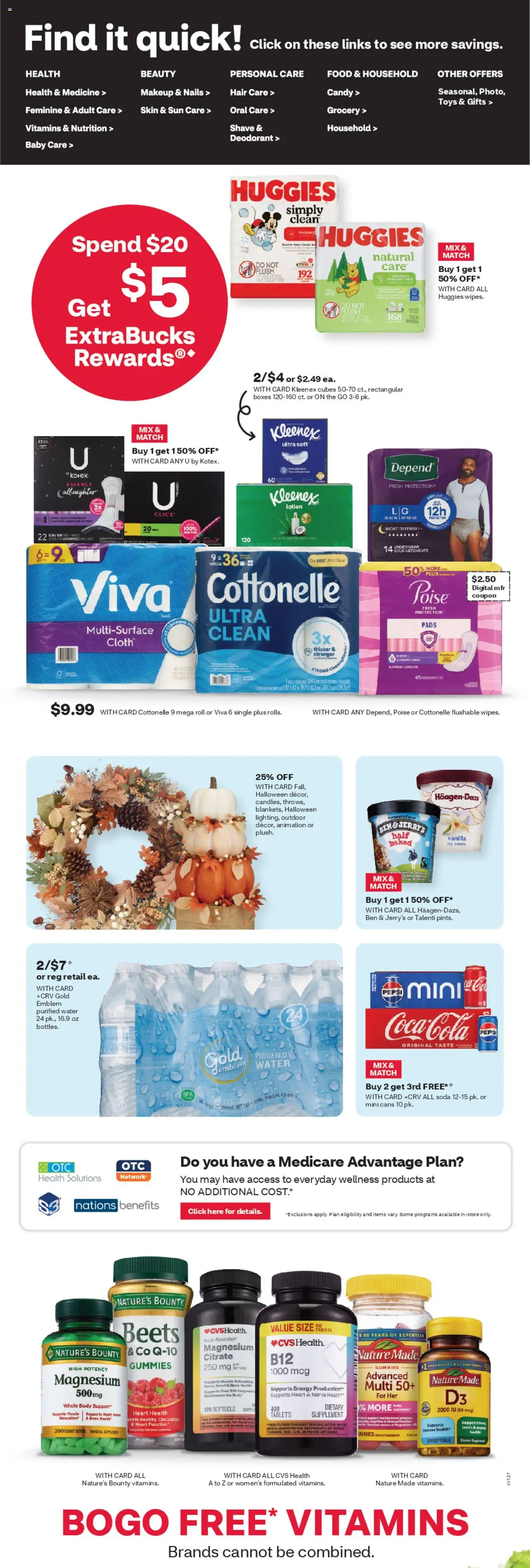 CVS Pharmacy Weekly Ad - CT - valid from 31.08.2025 | Page: 4 | Products: Magnesium, Deodorant, Pads, Water