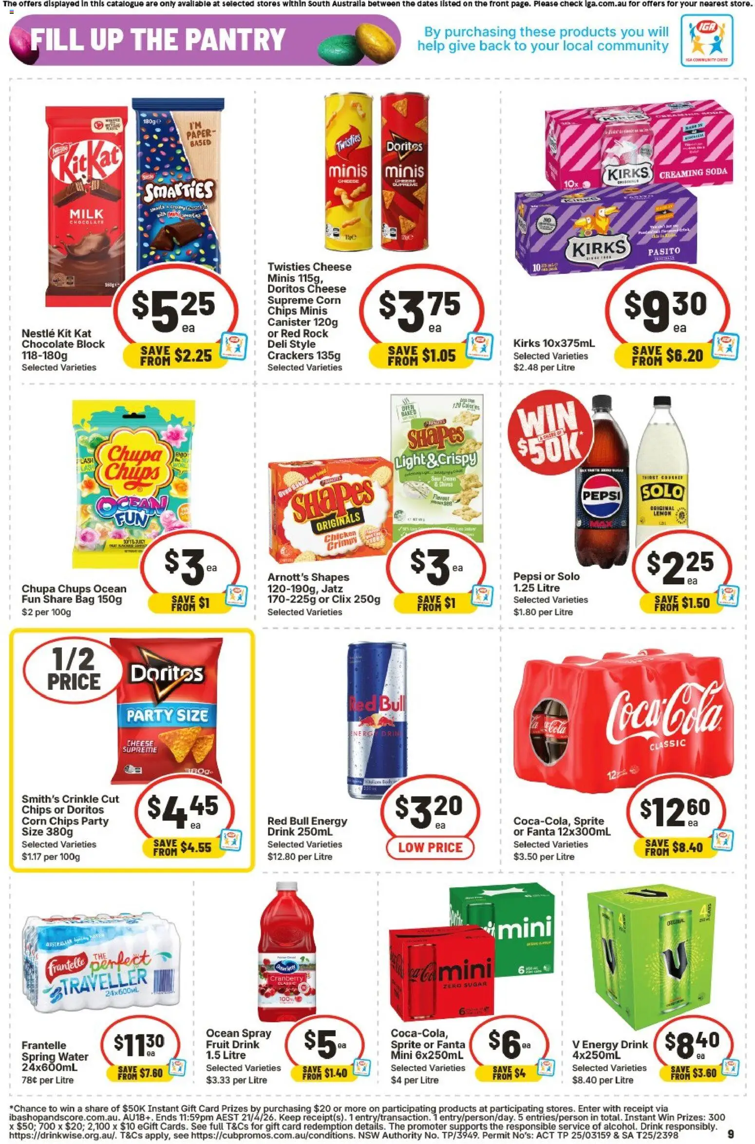 IGA catalogue - valid from 01.04.2026 | Page: 9 | Products: Crackers, Milk, Water, Lemon