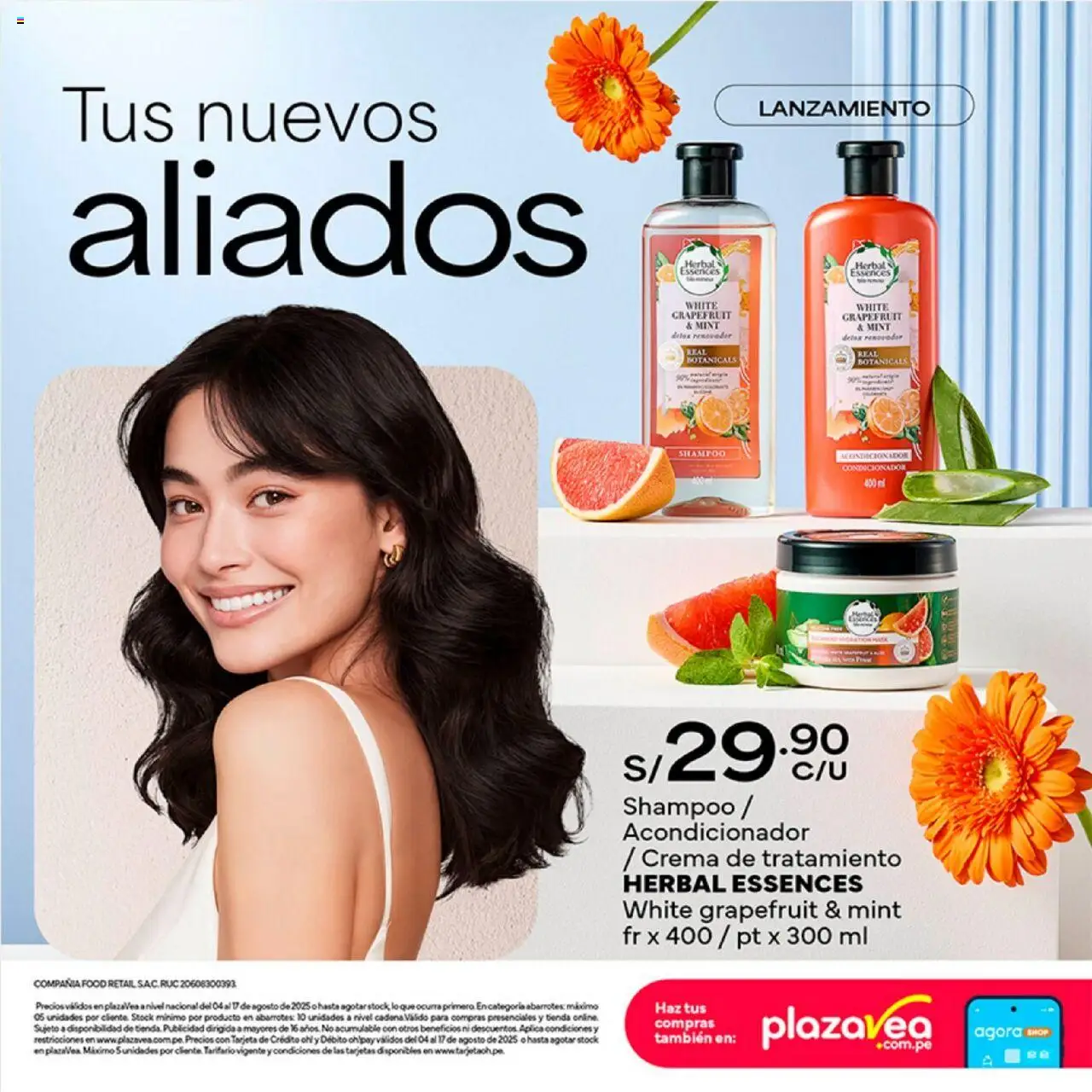 Catálogo Plaza Vea válido desde 04.08.2025 | Página: 16 | Productos: Shampoo, Acondicionador, Crema