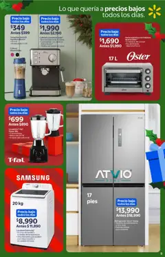 Vista previa de Walmart folleto, nuevo folleto de la tienda, válido en México a partir del 26.11.2025 | Página: 9 | Productos: Refrigerador, Licuadora, Cafetera, Freidora