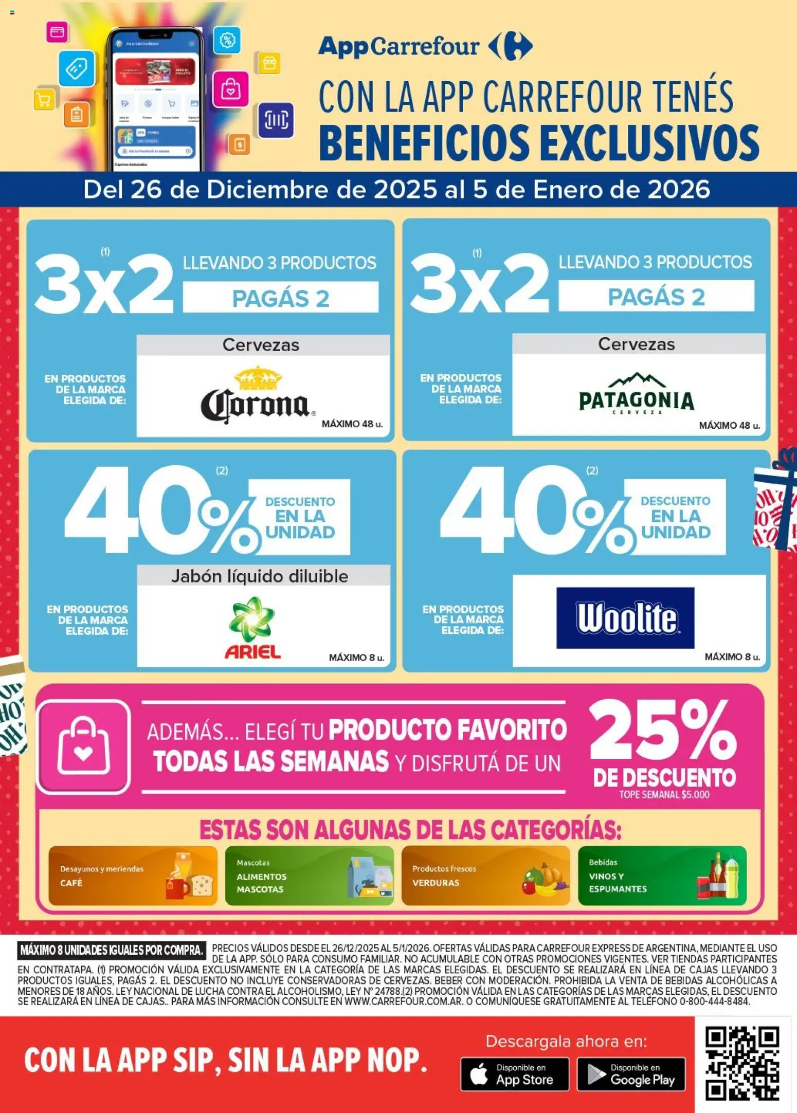 Carrefour ofertas │ válido desde el 26.12.2025 | Página: 2 | Productos: Teléfono, Jabón, Café, Cerveza
