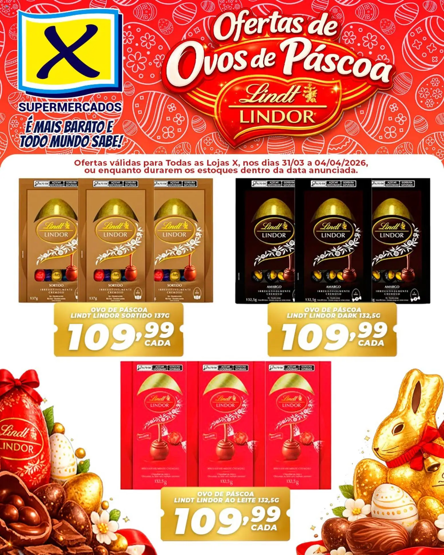 X Supermercados Folheto - válido de 31.03.2026 | Página: 1 | Produtos: Ovo de páscoa, Leite, Ovos