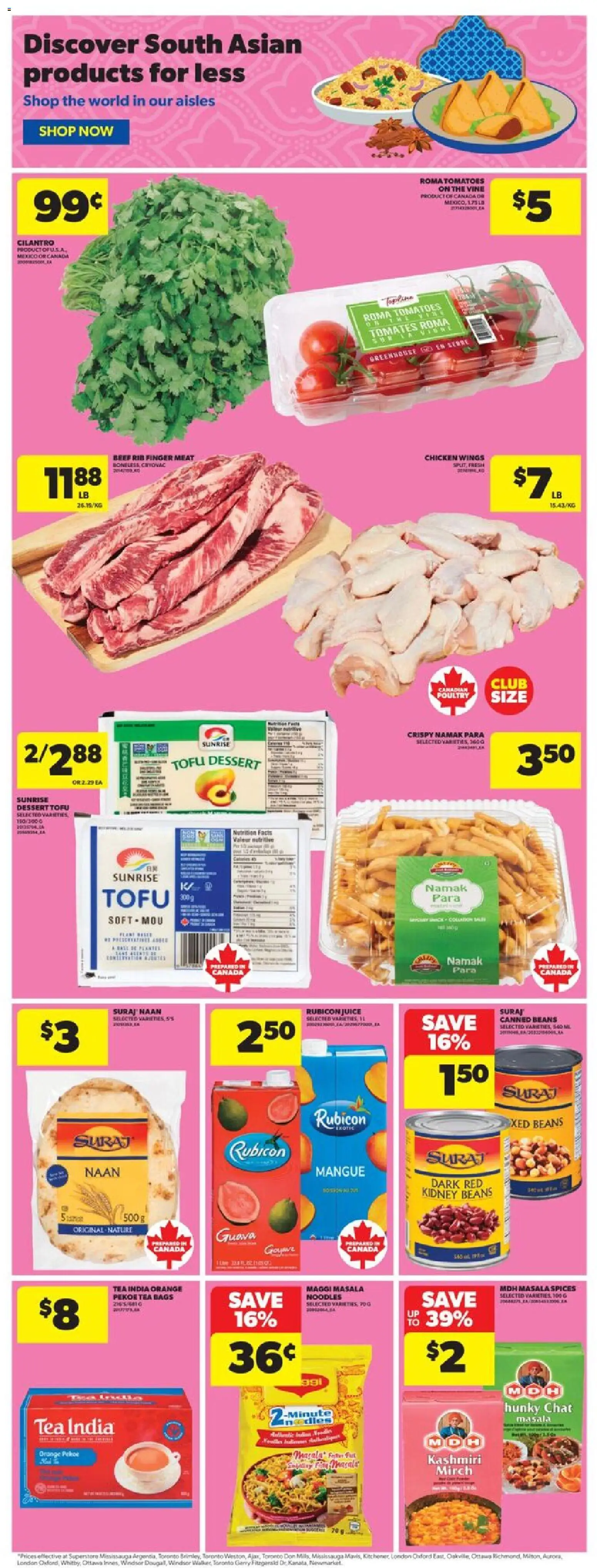 Real Canadian Superstore flyer valid from 27.11.2025 | Page: 13 | Products: Tea, Beef, Chicken wings, Tomatoes