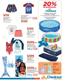 Vista previa de Chedraui folleto, nuevo folleto de la tienda, válido en México a partir del 27.03.2026 | Página: 3 | Productos: Traje, Toalla, Traje de baño, Baño